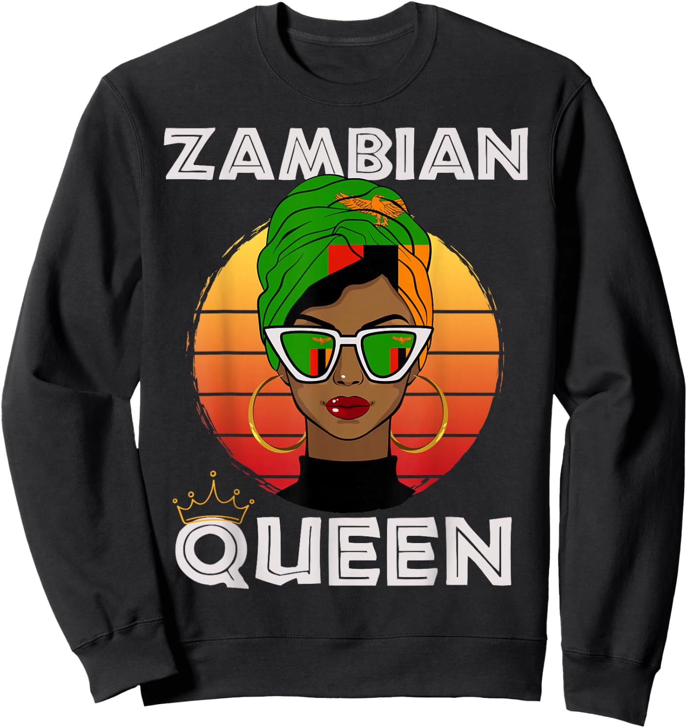 Zambian Queen, African Queen Zambia Flag, Zambia Women Girls Sweatshirt - Sweatshirt | Black