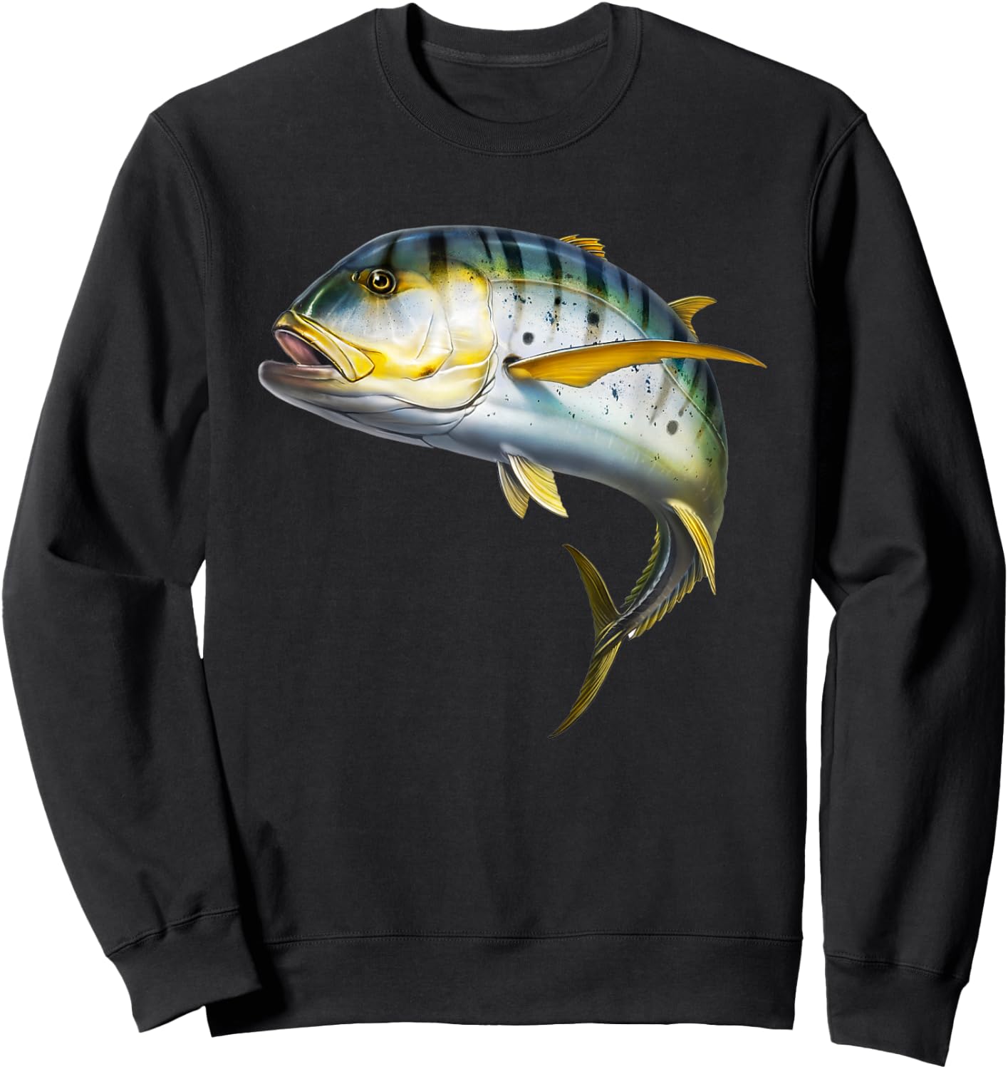 realistic Crevalle jack fish trevally for lovers Fishing Sweatshirt - Sweatshirt | Black