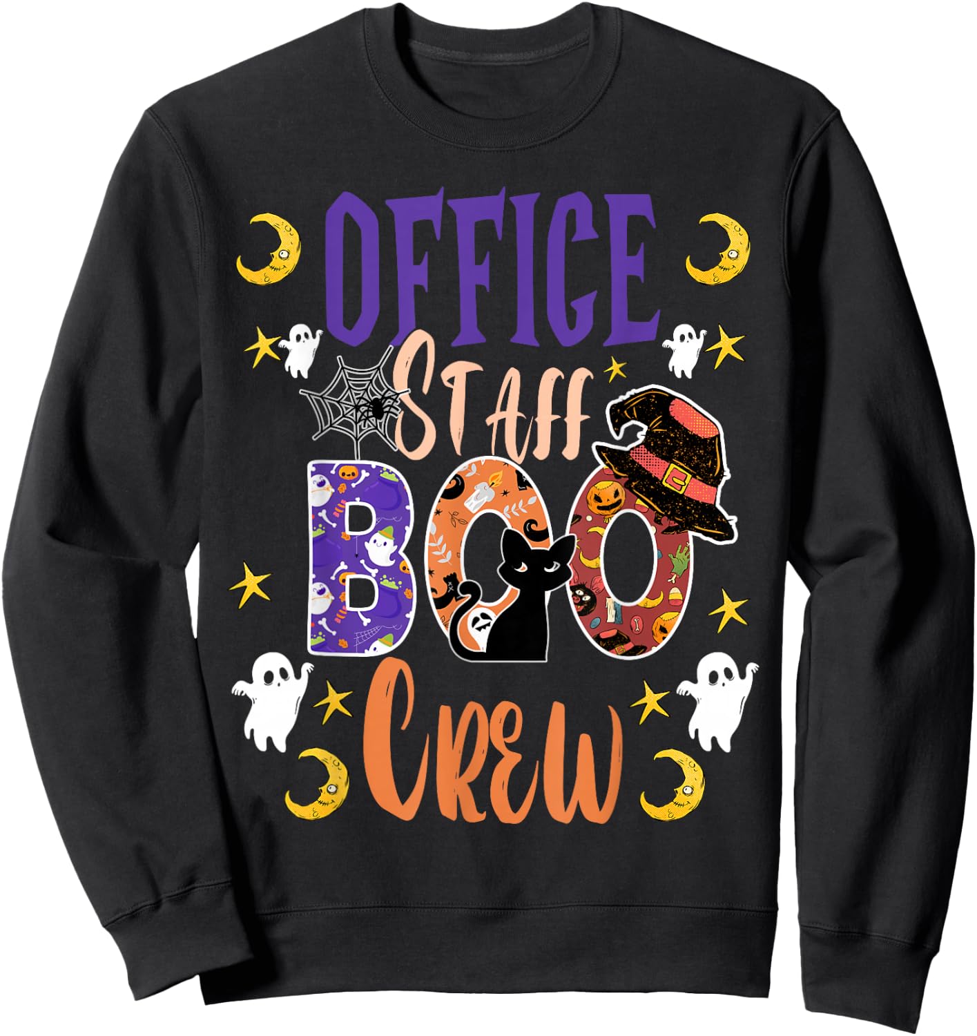 Office Staff Boo Crew matching fun Halloween costume Sweatshirt - Sweatshirt | Black
