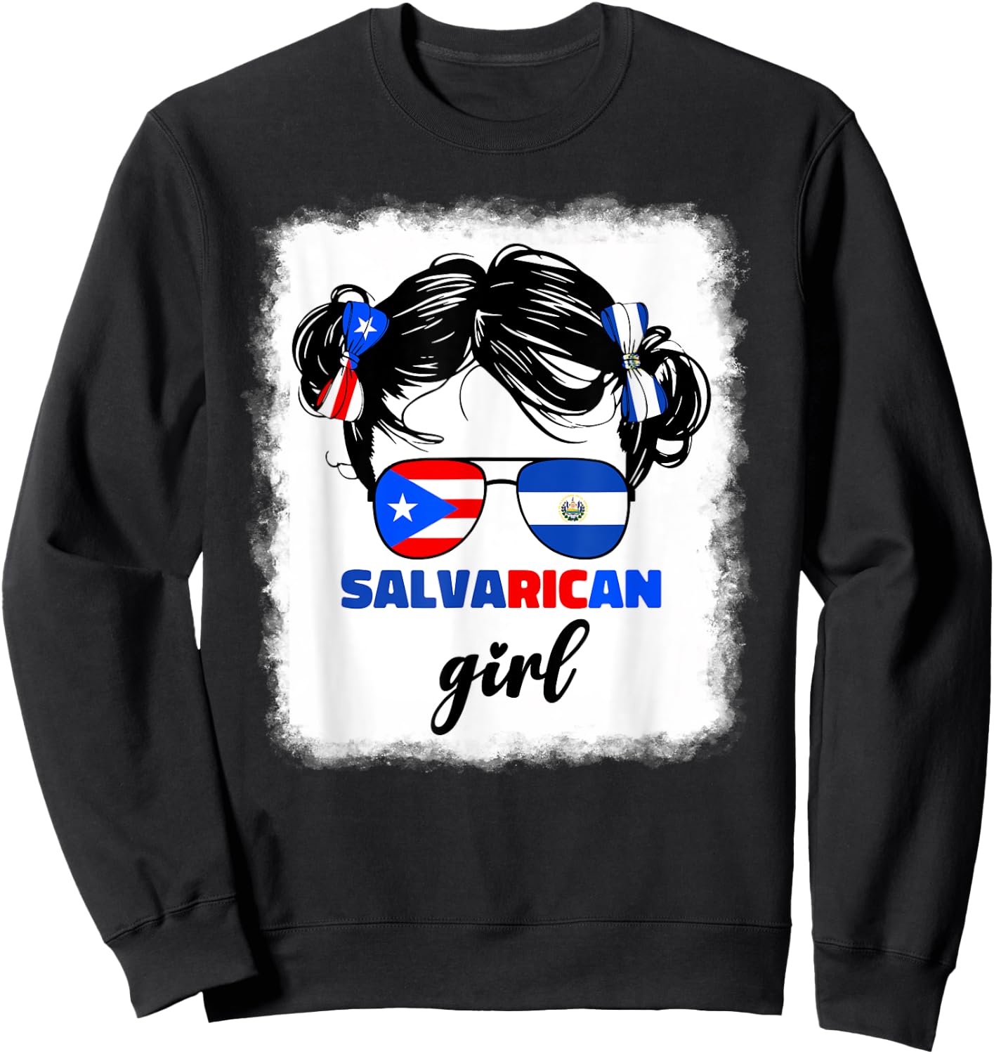 Half Salvadorian Puerto Rican Rico El Salvador Girls Kids Sweatshirt - Sweatshirt | Black