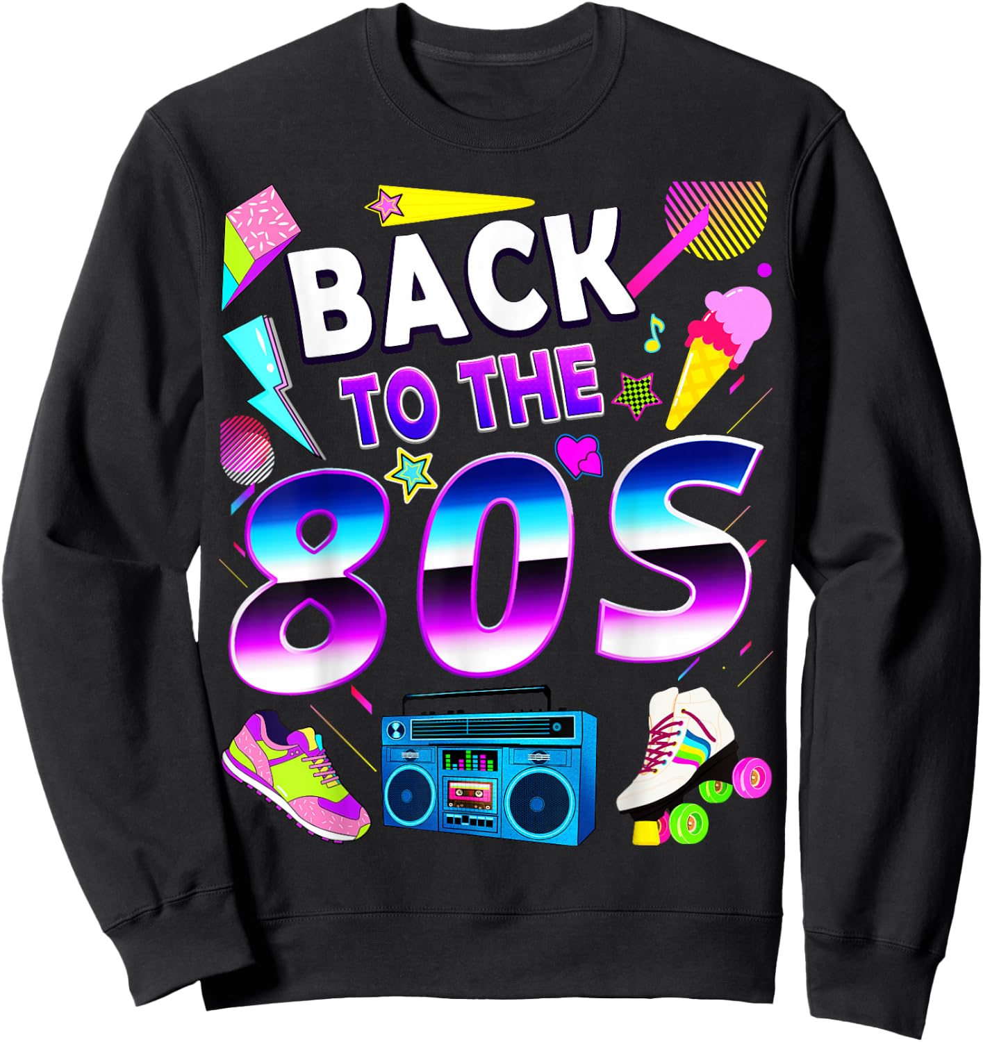 Retro 1980s Aesthetic – Colourful Teen Throwback Style Sweatshirt - Sweatshirt | Black