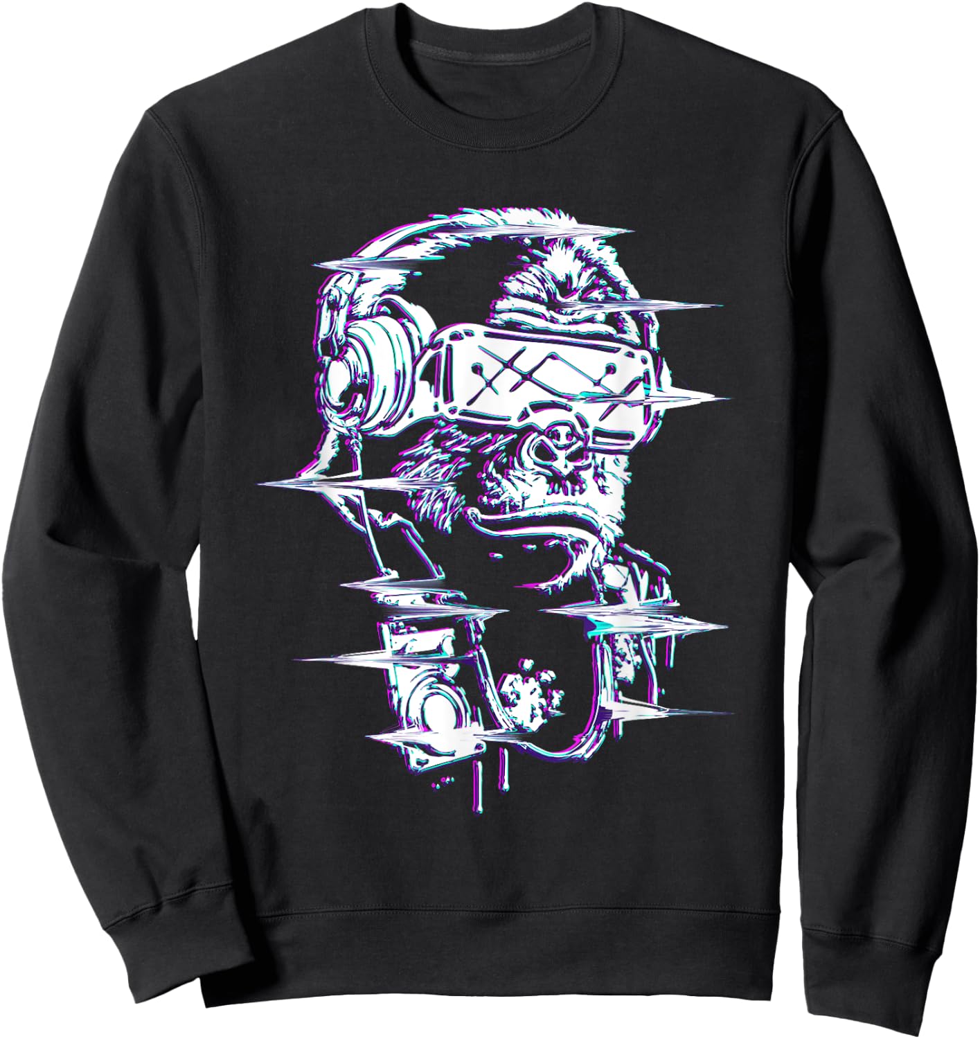 VR and VR Gamer with virtual reality and monkey Sweatshirt - Sweatshirt | Black