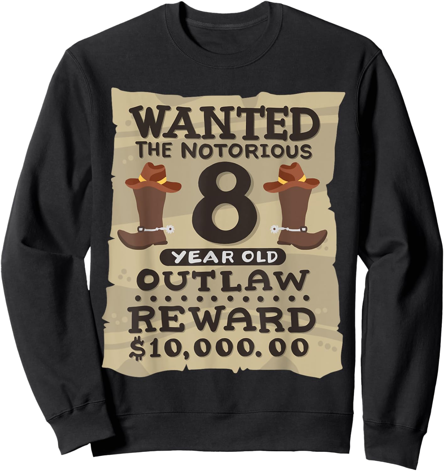 8 Year Old Cowboy 8th Birthday Party Wild West Western Kids Sweatshirt - Sweatshirt | Black