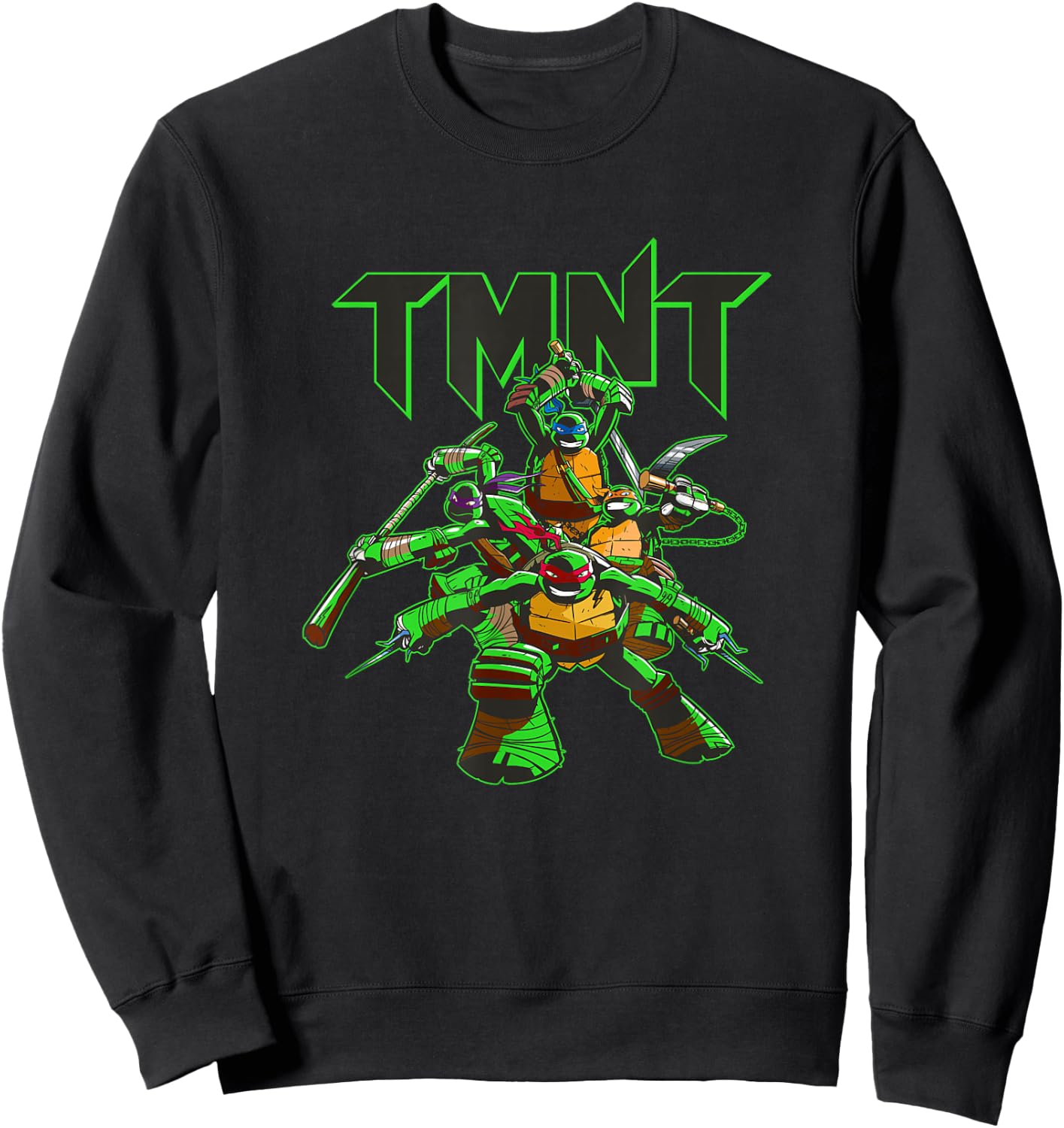Teenage Mutant Ninja Turtles Retro Ninja Neon Glow Pose Sweatshirt - Sweatshirt | Black