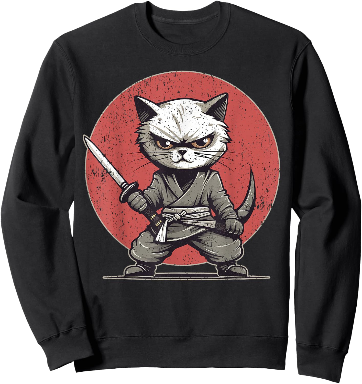 Kitten Ninja Cat Themed , Women's, Black, Small, Short Sleeve, , Modern, Cat Theme, All Seasons, 1 Count Sweatshirt - Sweatshirt | Black