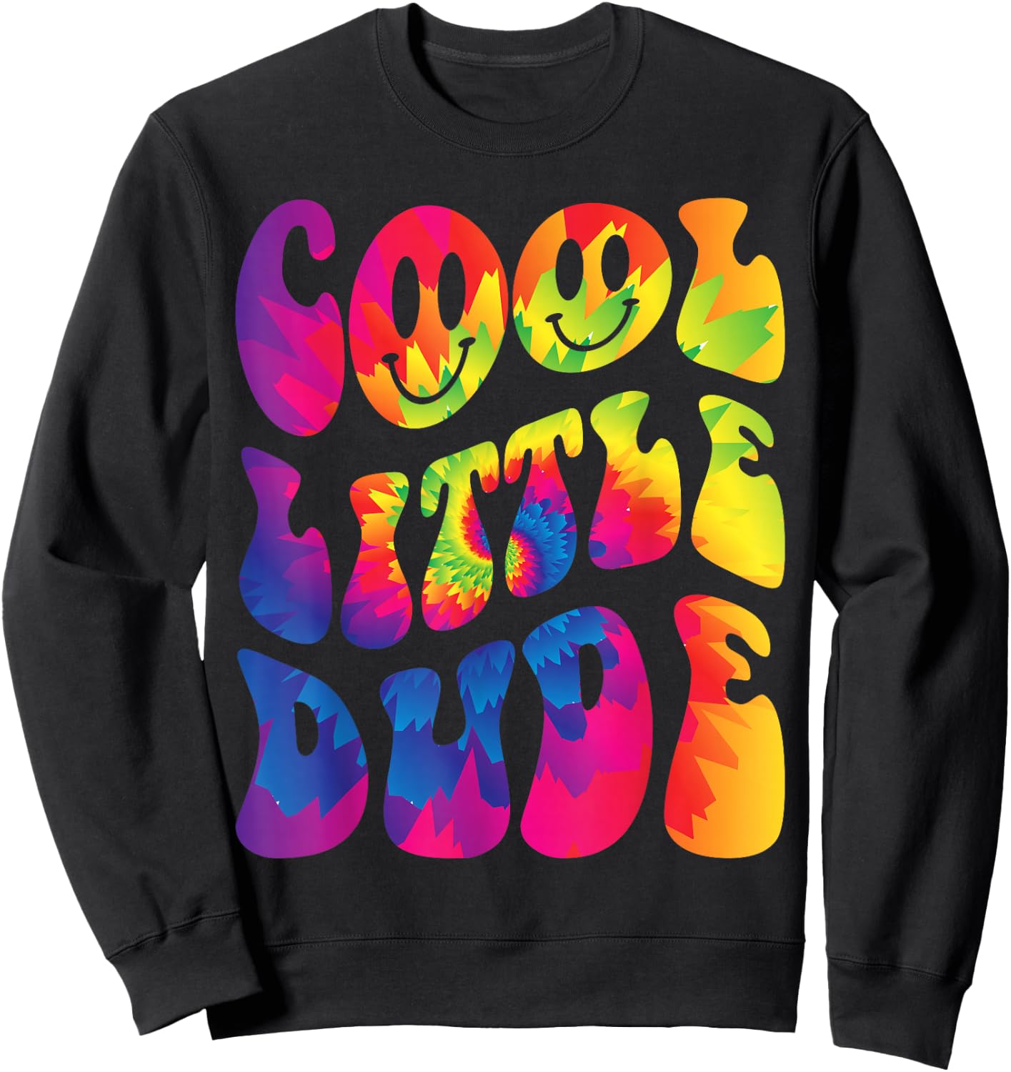 Cool Little Dude Retro Funny Tie Dye Outfit For Boys Sweatshirt - Sweatshirt | Black