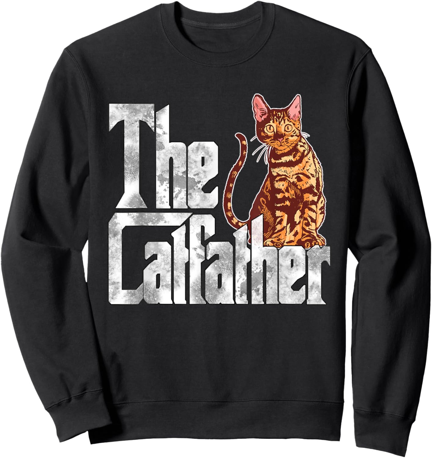 The Catfather Bengal Cat Father Mafia Whiskers Male Daddy Sweatshirt - Sweatshirt | Black