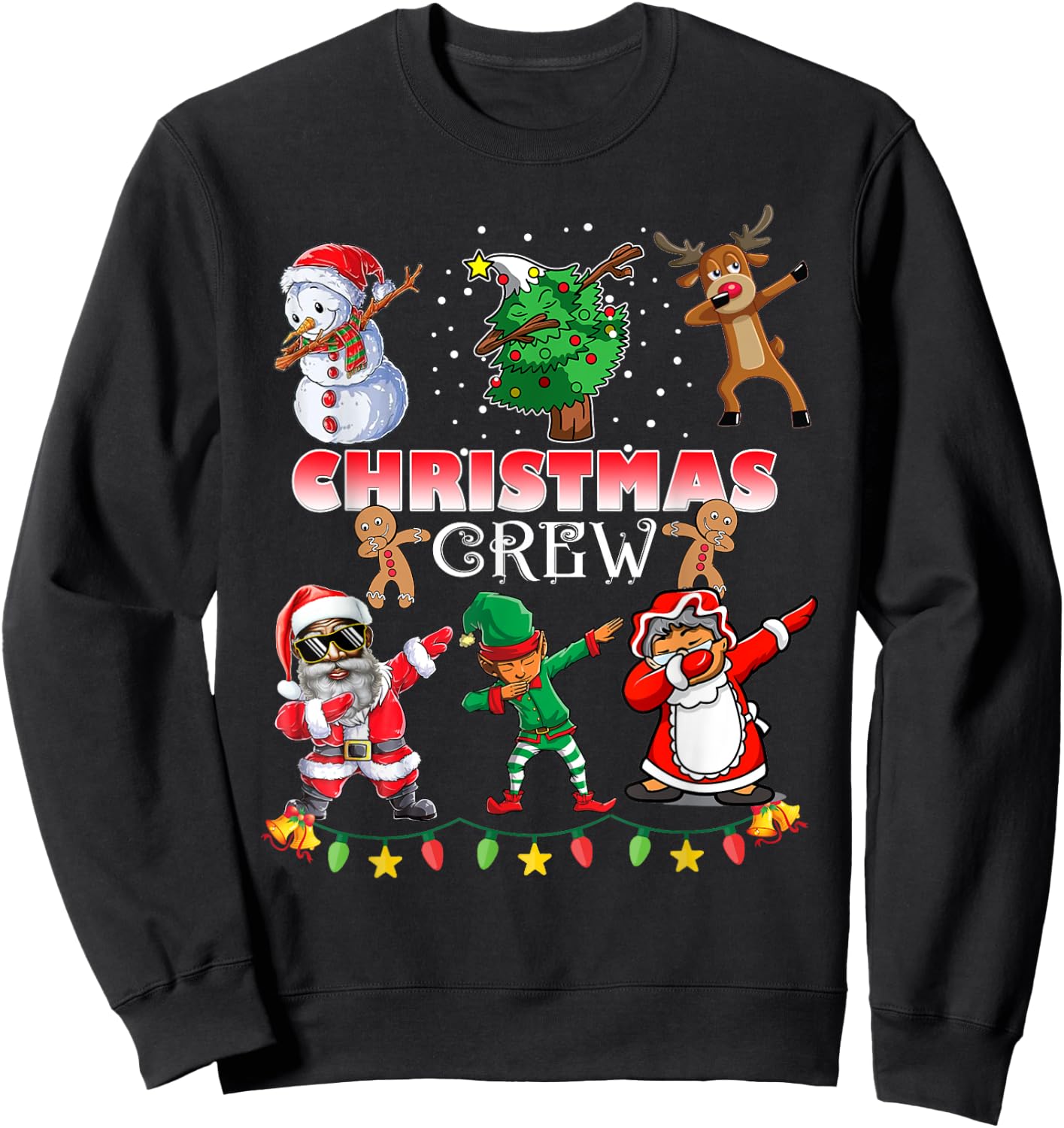 Black Cool Santa Claus African American Christmas Crew Dabs Sweatshirt - Sweatshirt | Black