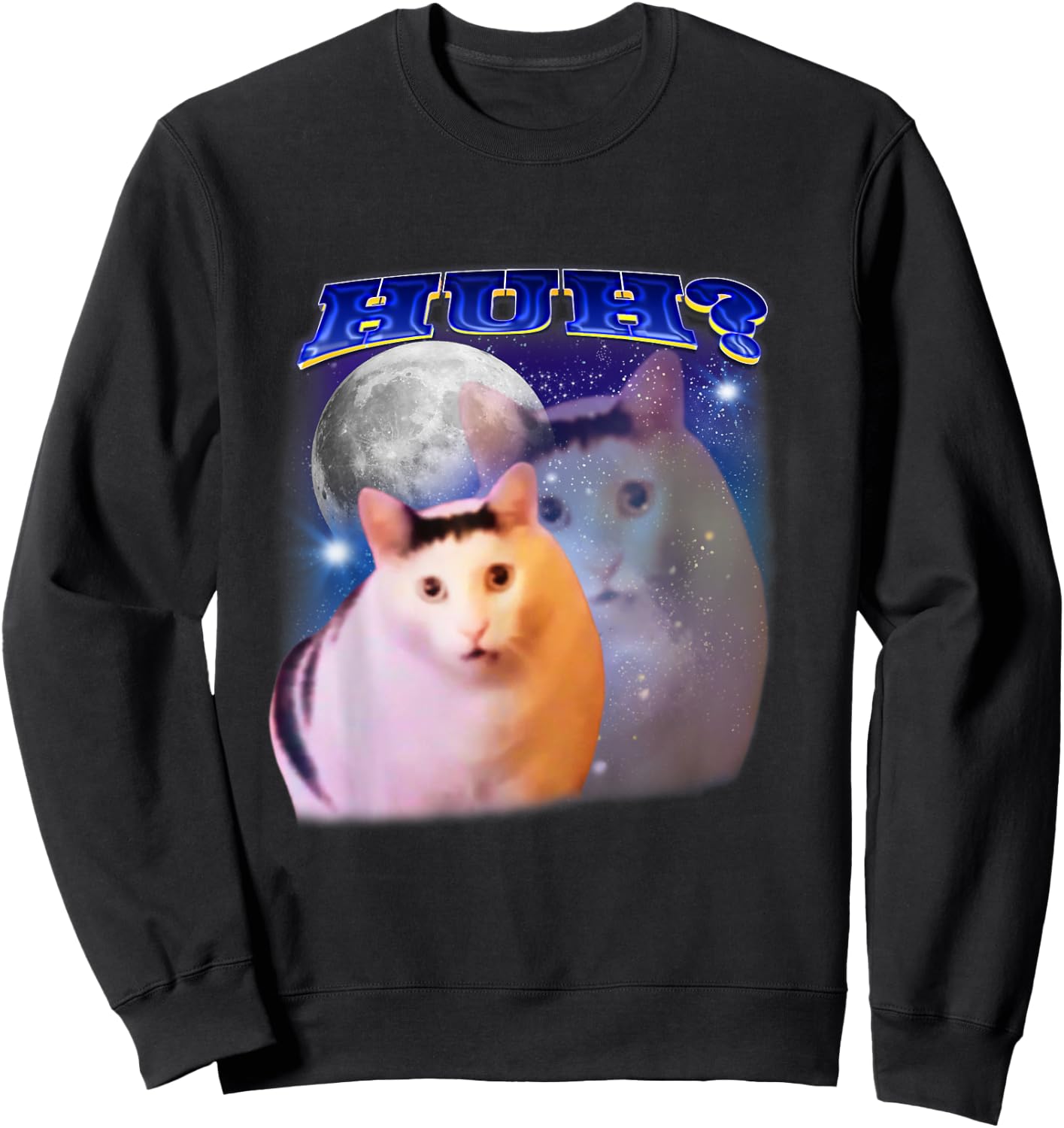 Funny Meme Huh Cat Sweatshirt - Sweatshirt | Black