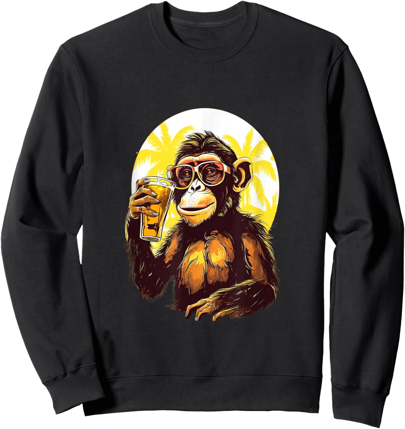 Monkey Drinking Beer Funny Beer Drinker Drunk Gorilla Ape Sweatshirt - Sweatshirt | Black