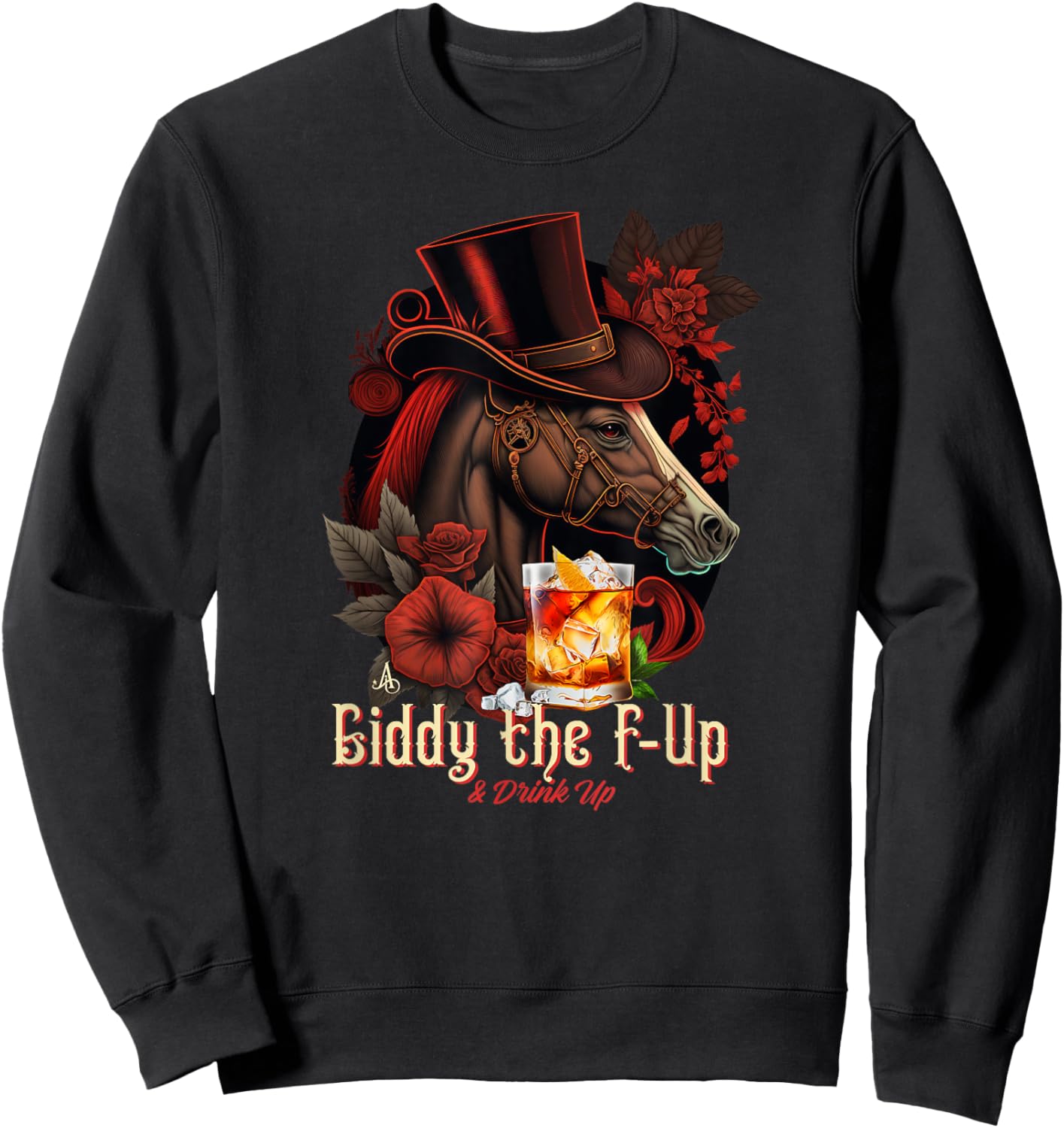 Giddy the F Up and Drink Up, Derby Day Party Sweatshirt - Sweatshirt | Black