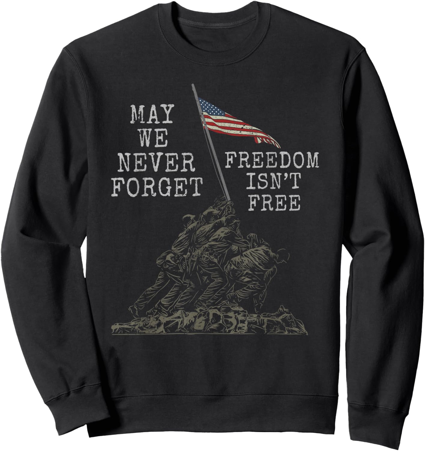 US Flag Patriot Soldier American Army 4th of July Veteran Sweatshirt - Sweatshirt | Black