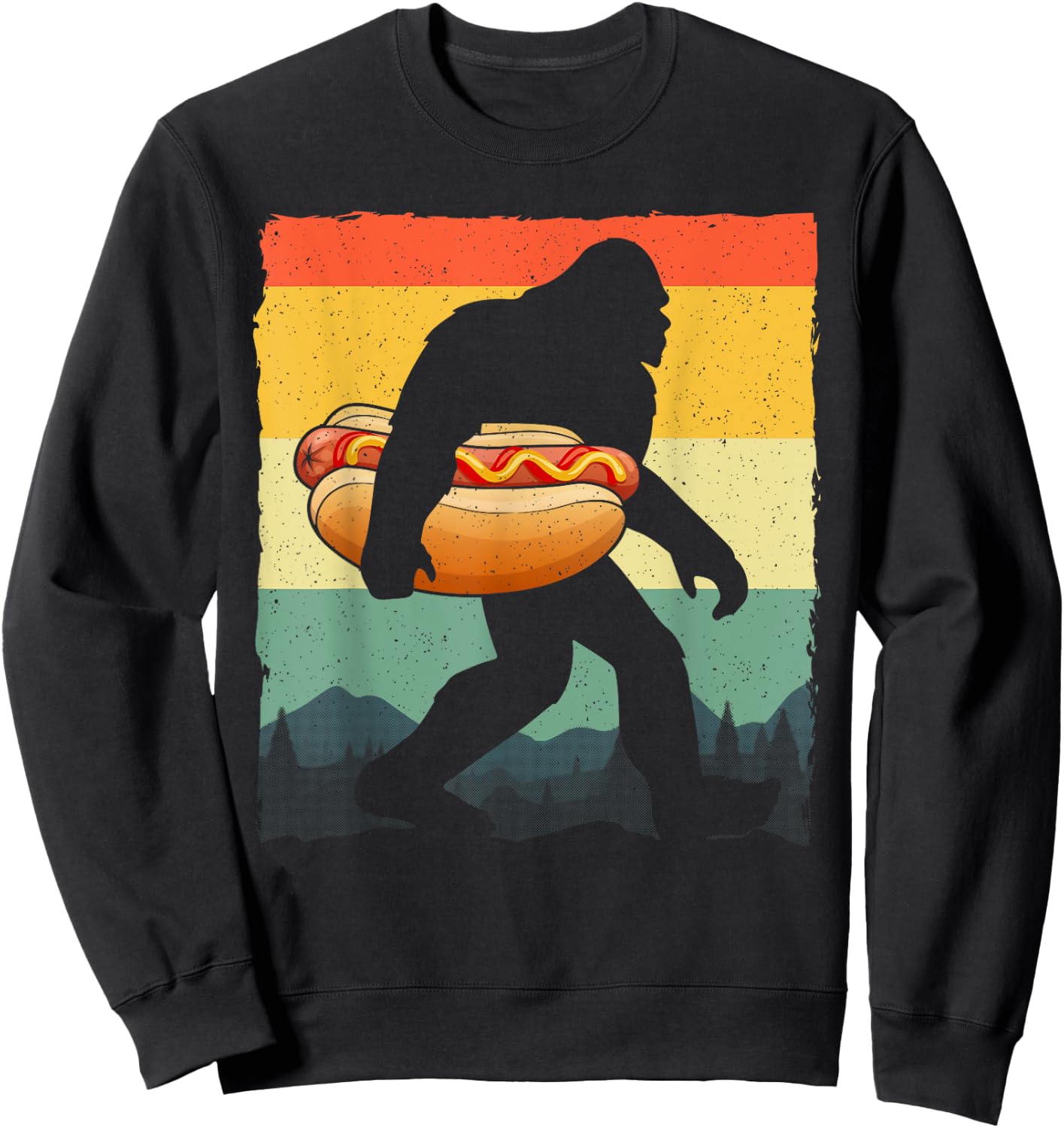 Funny Hot Dog Art Women Bigfoot Hotdog Lovers Sweatshirt - Sweatshirt | Black