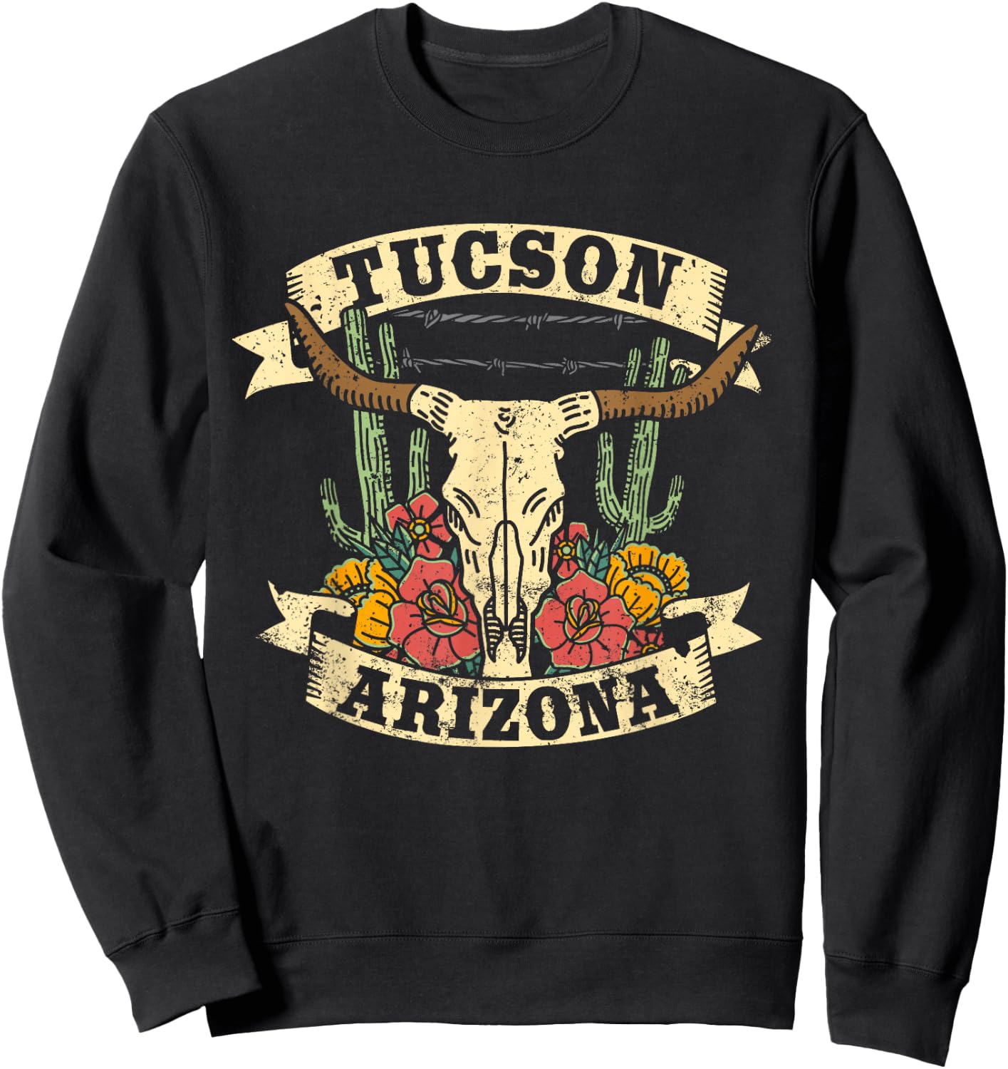 Tucson Arizona Design Desert Vintage Cactus Sweatshirt - Sweatshirt | Black
