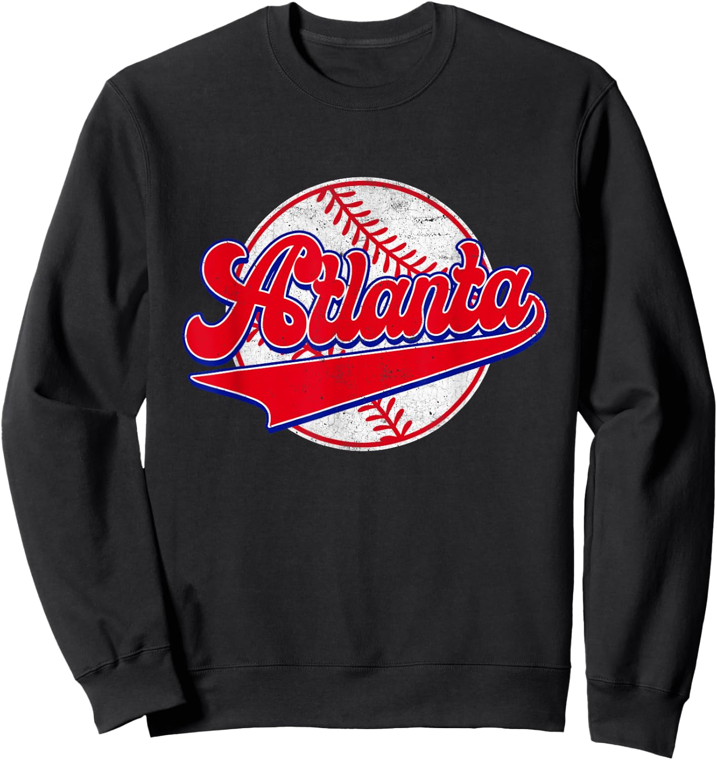 Atlanta Cityscape Vintage Baseball Men Women Kids Sweatshirt - Sweatshirt | Black