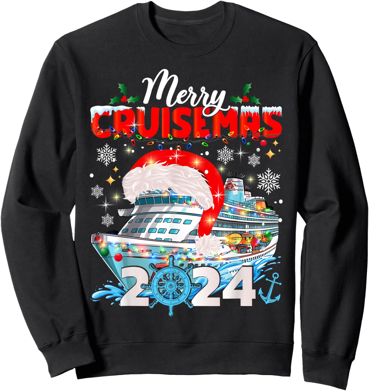 Merry Cruisemas 2024 Holidays Family Christmas Cruise Sweatshirt - Sweatshirt | Black