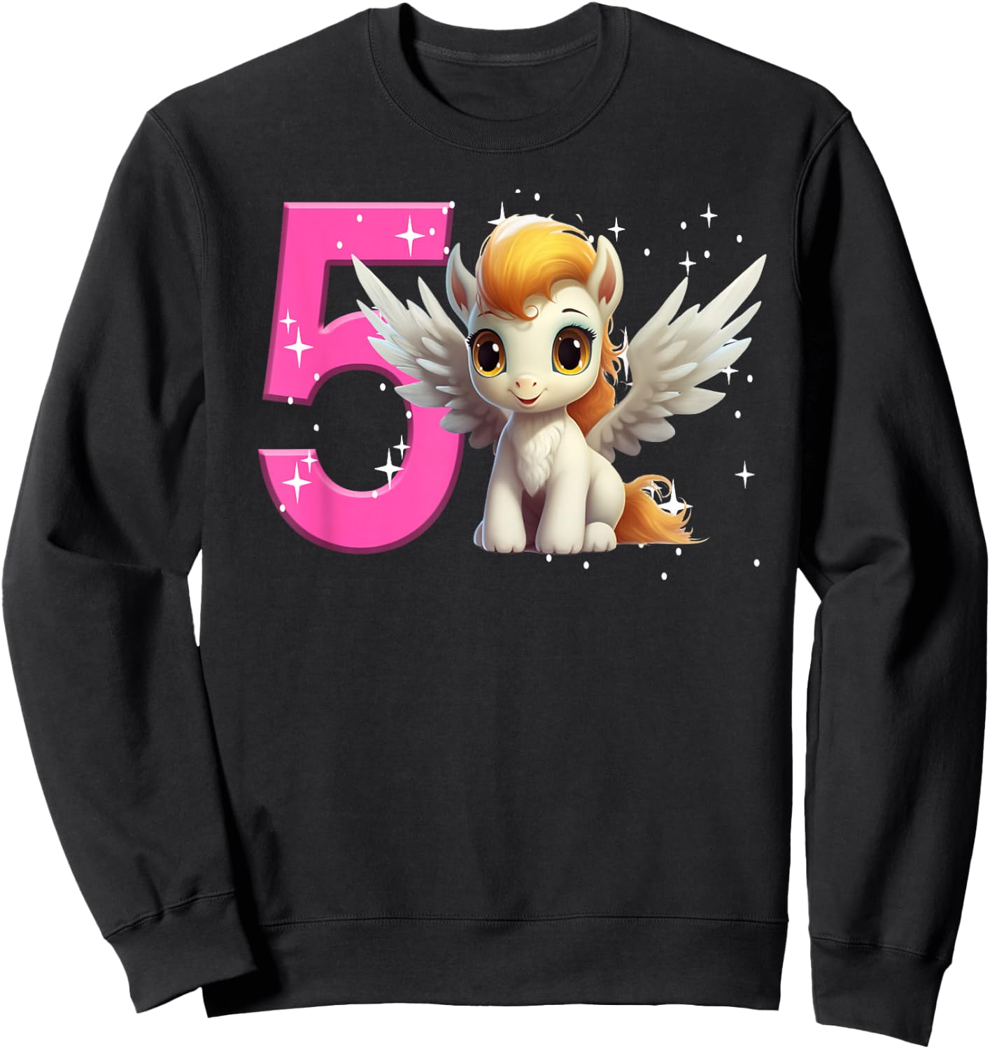5th Birthday Girl Pegasus Birthday Shirt Party Pegasus Five Sweatshirt - Sweatshirt | Black