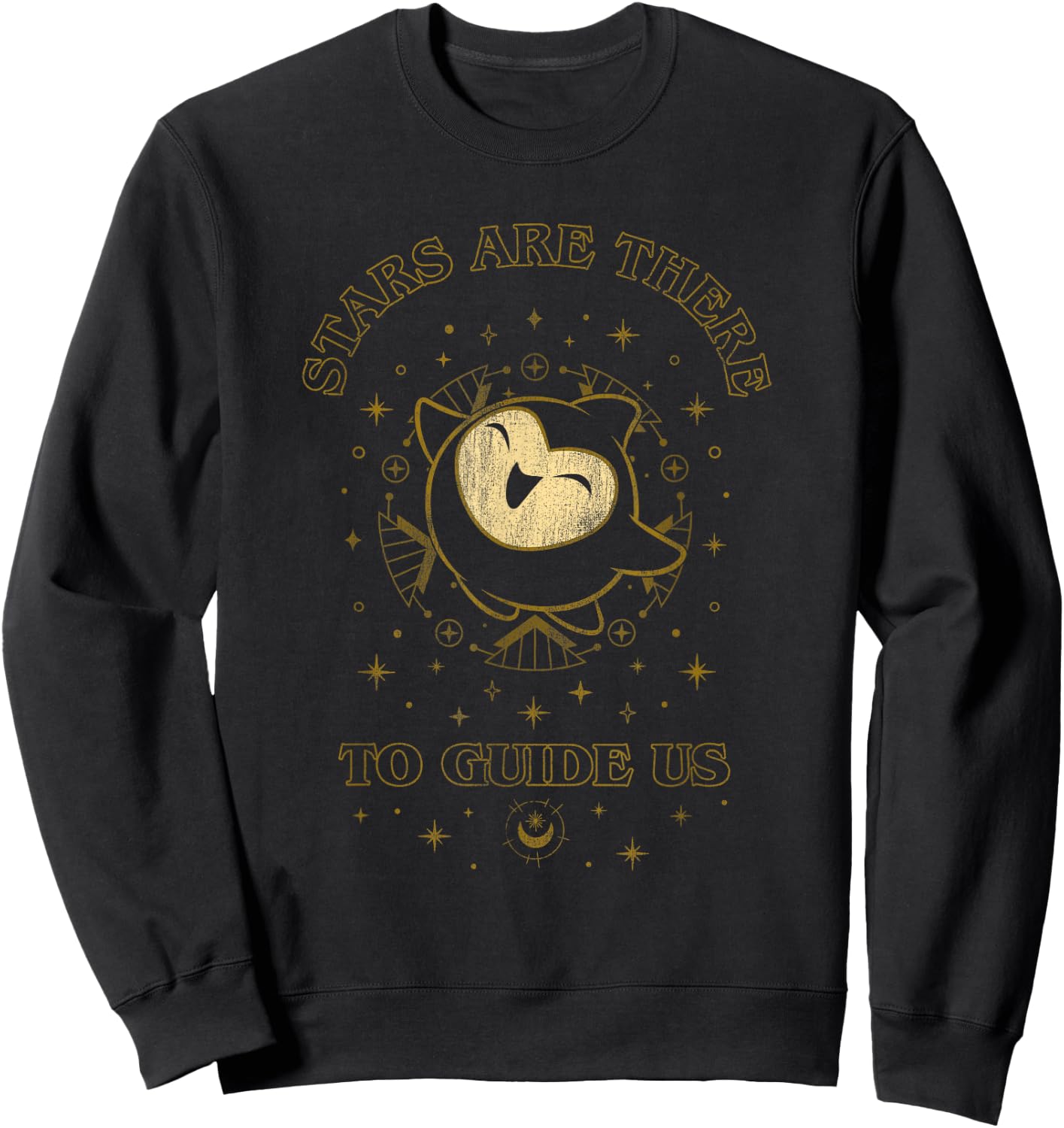 Disney Wish Stars are There to Guide Us Gold Line Art Logo Sweatshirt - Sweatshirt | Black