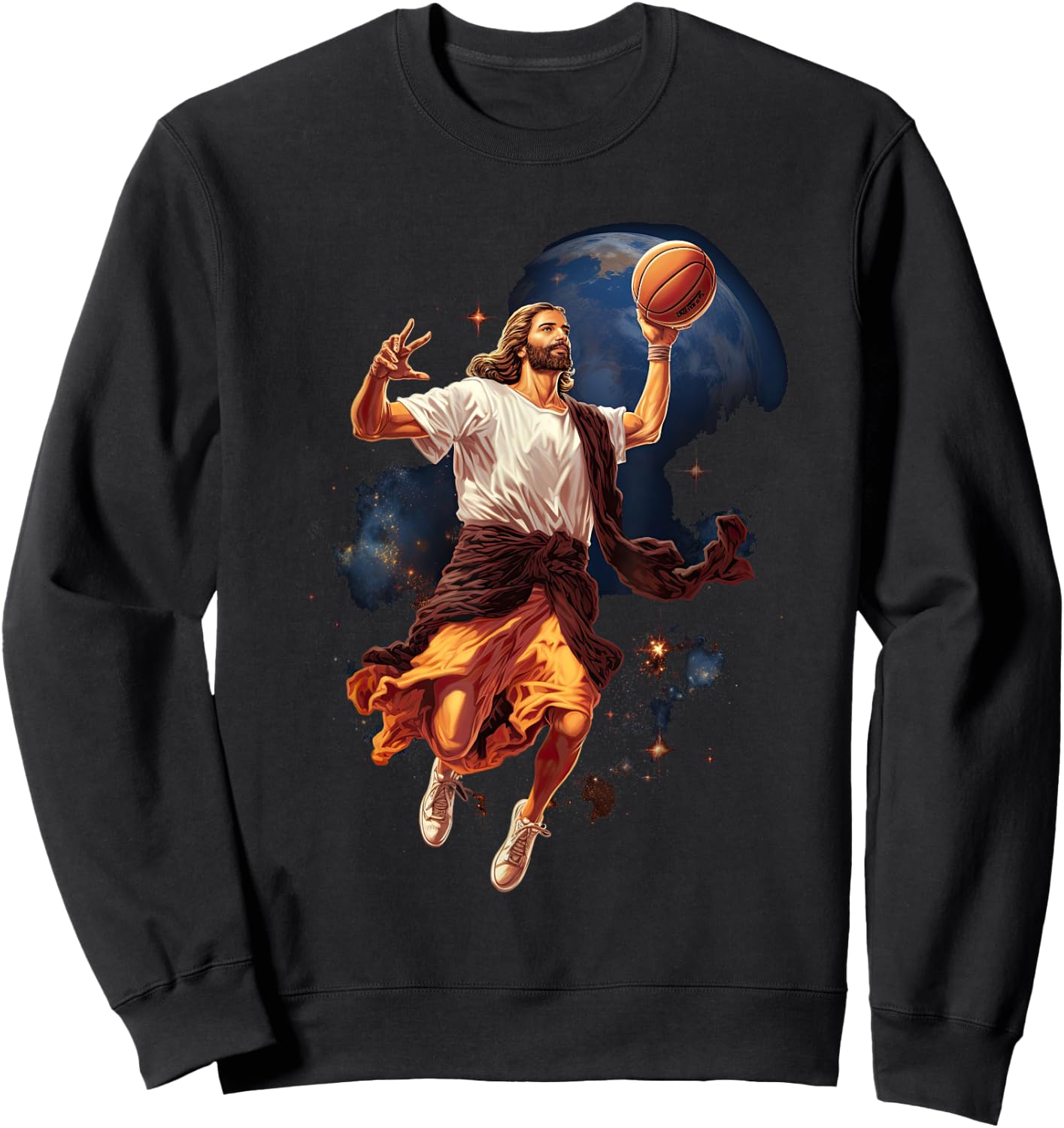 Funny Jesus Playing Basketball Sweatshirt - Sweatshirt | Black