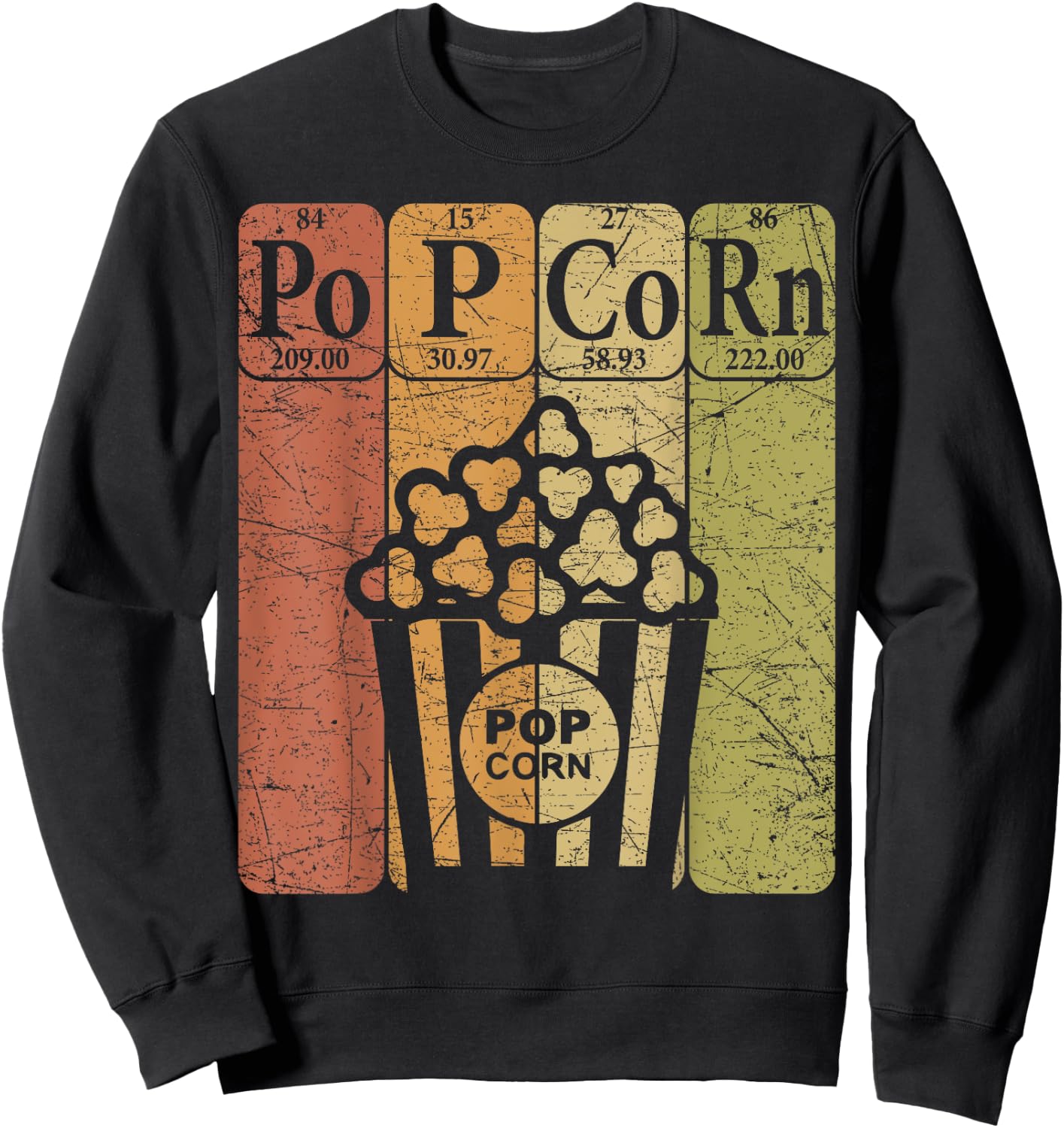 Popcorn Periodic Table Elements Cinema Lover Movie Snack Sweatshirt - Sweatshirt | Black