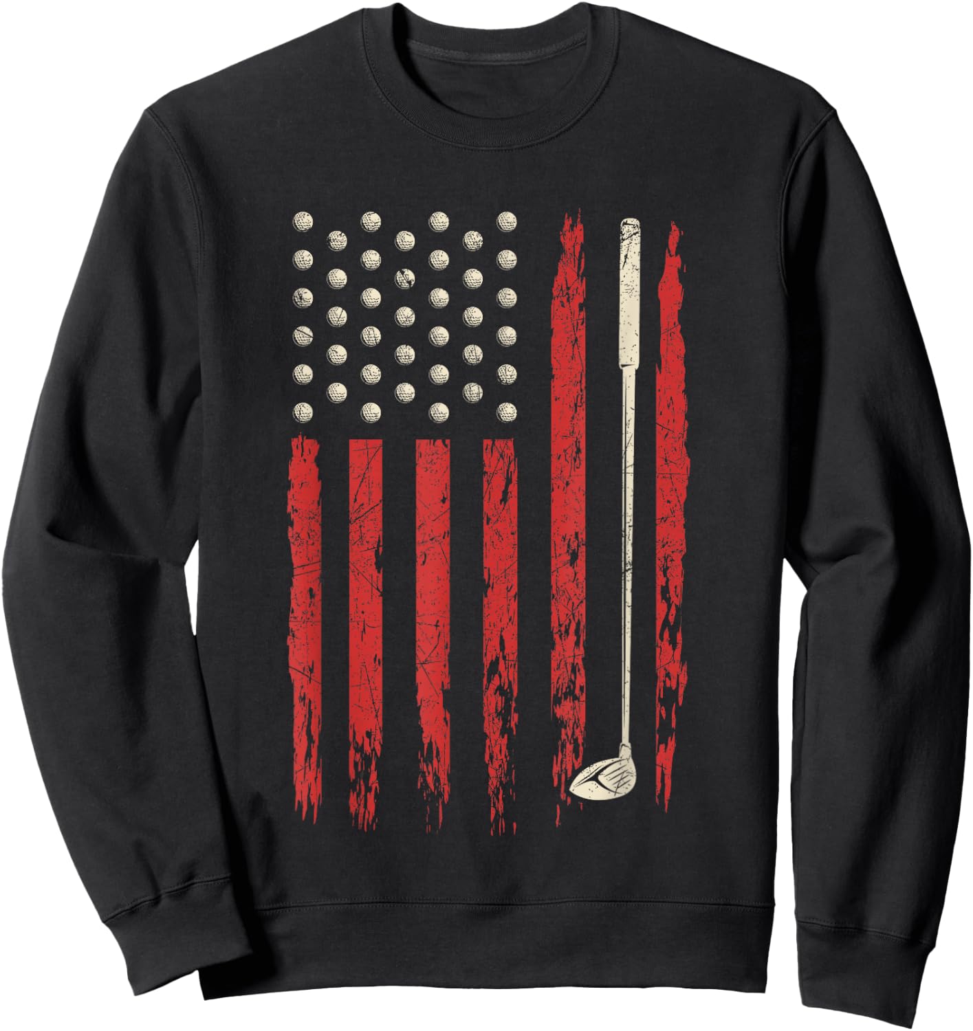 Patriotic American Flag Golf Vintage USA Flag Golfer Men Sweatshirt - Sweatshirt | Black