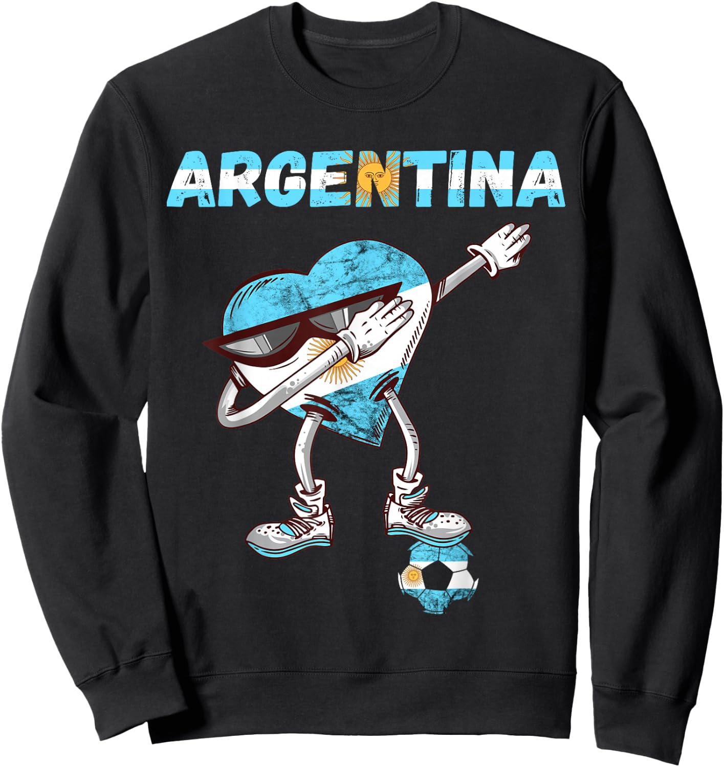 Argentinian Soccer Team Heart Sun Of May Argentina Flag Sweatshirt - Sweatshirt | Black