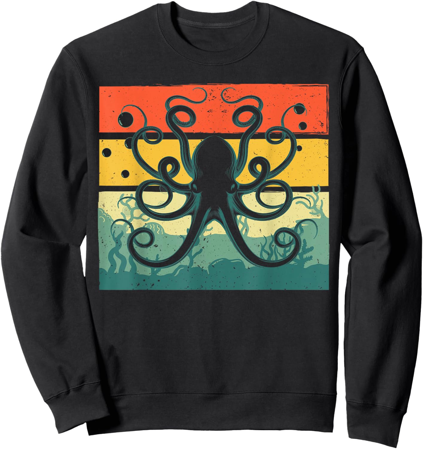 Cool Octopus Design Women Kids Vintage Octopus Lover Sweatshirt - Sweatshirt | Black