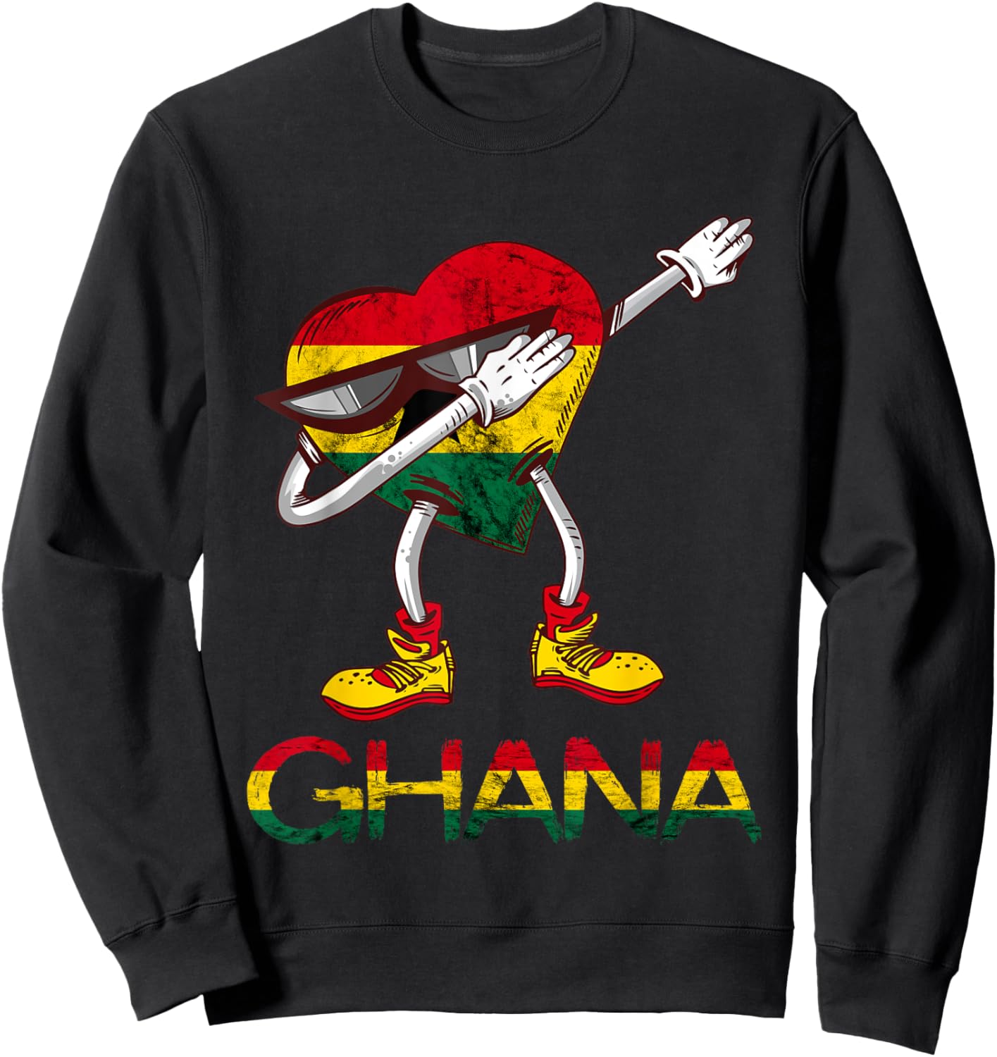 Ghana Flag Dabbing Heart Ghanese Roots Ghanese Pride Ghana Sweatshirt - Sweatshirt | Black