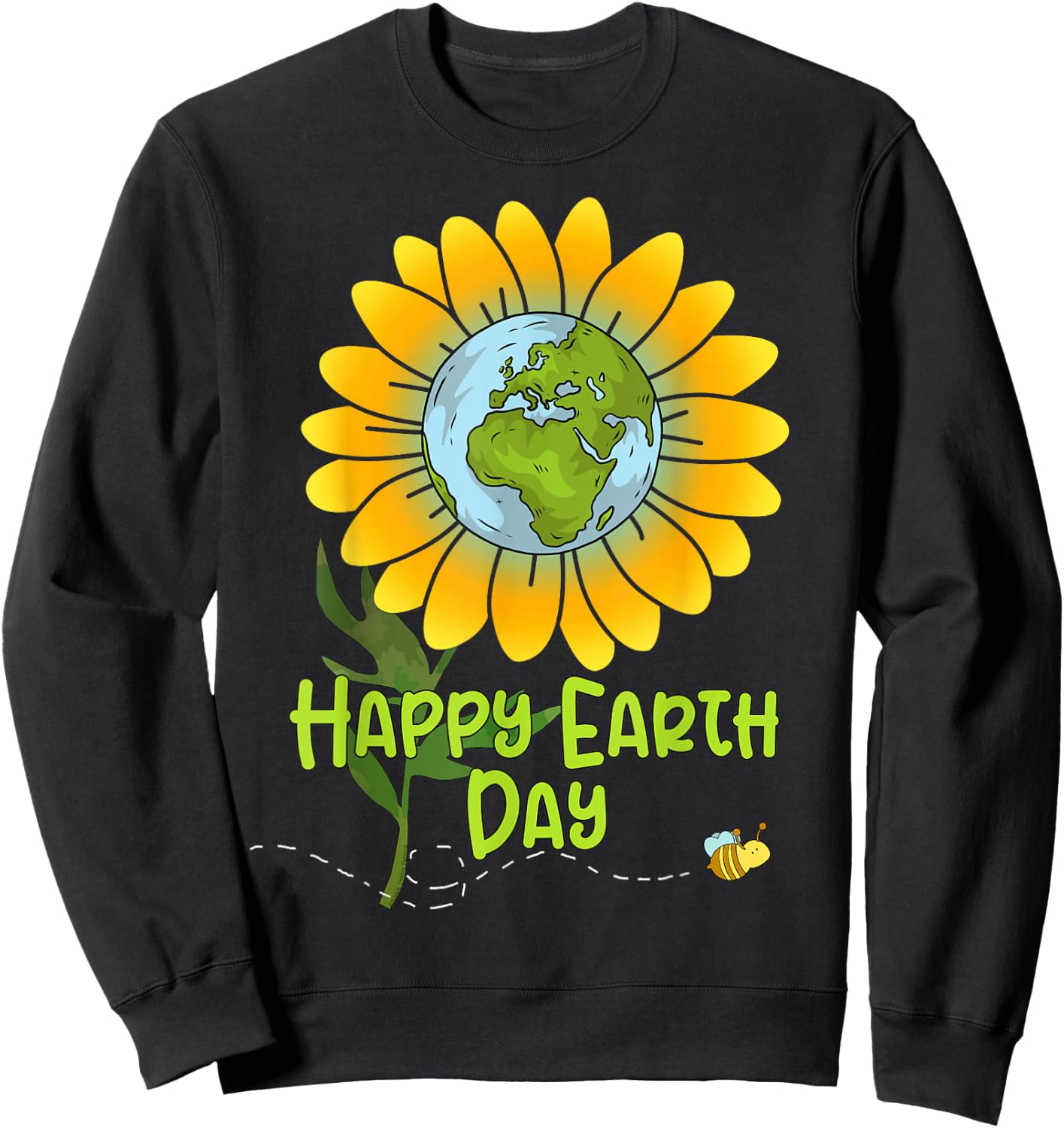 Happy Earth Day Every Day Sunflower Kids Teachers Earth Day Sweatshirt - Sweatshirt | Black