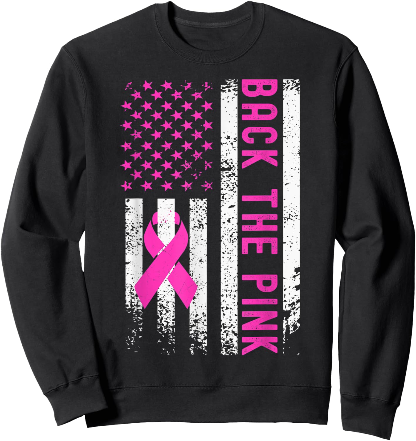 Back The Pink Breast Cancer Awareness Sweatshirt - Sweatshirt | Black