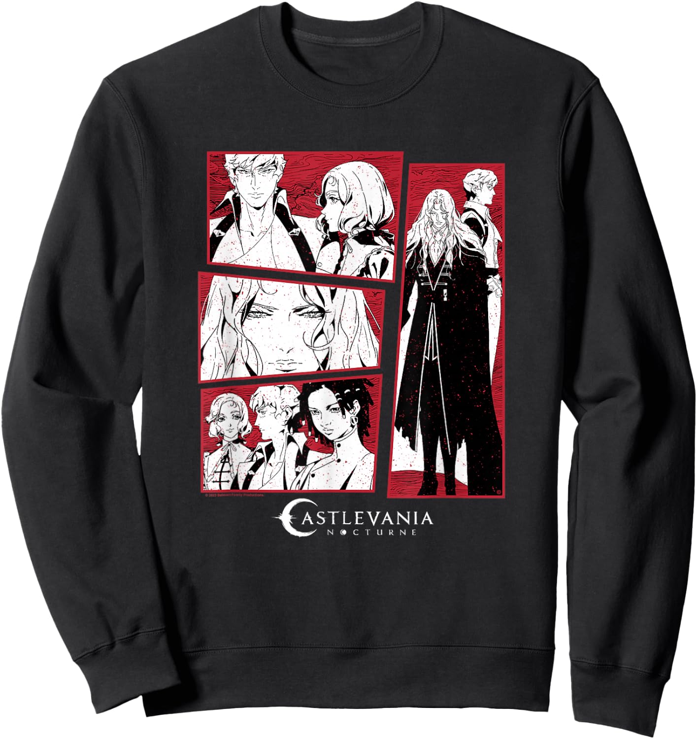 Castlevania: Nocturne Main Characters Blood Stained Panels Sweatshirt - Sweatshirt | Black