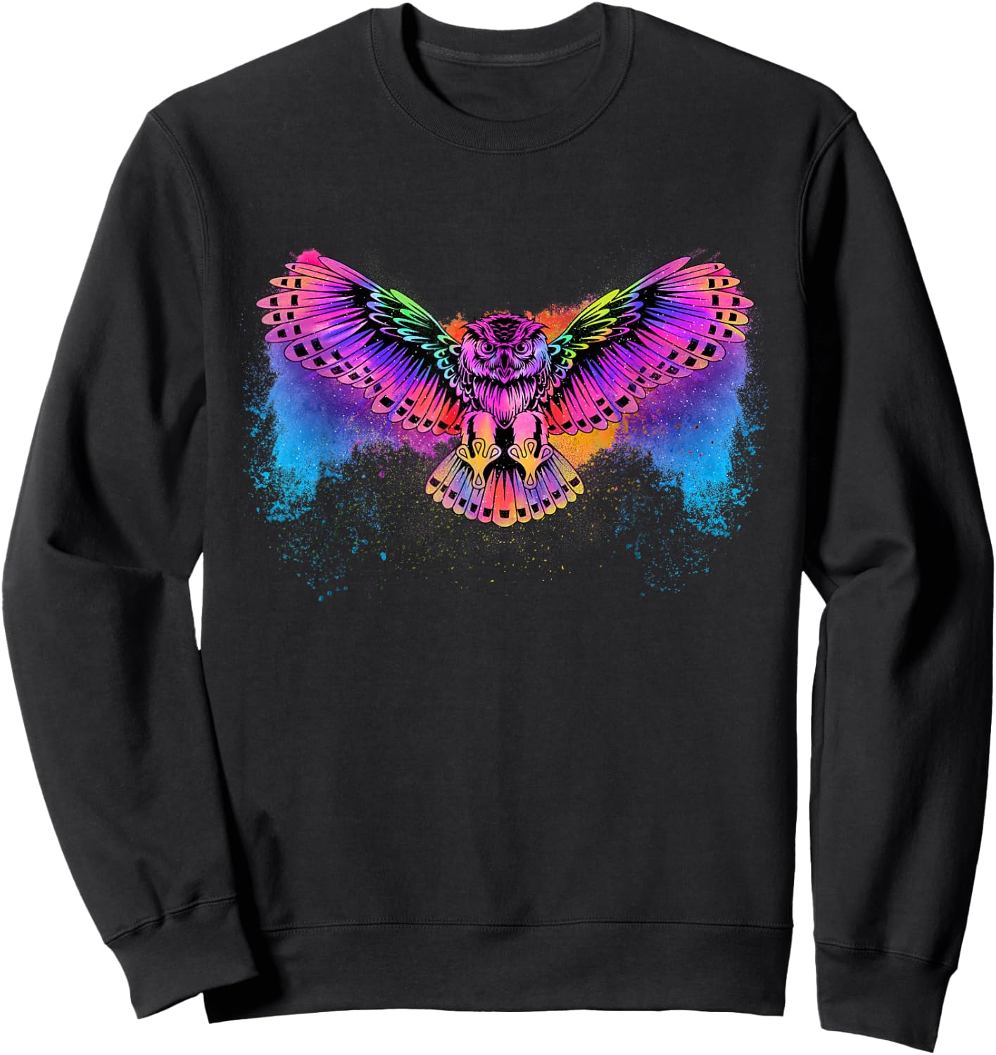 Flying Owl - Artistic Owlet Birds Animal Lover Ornithologist Sweatshirt - Sweatshirt | Black
