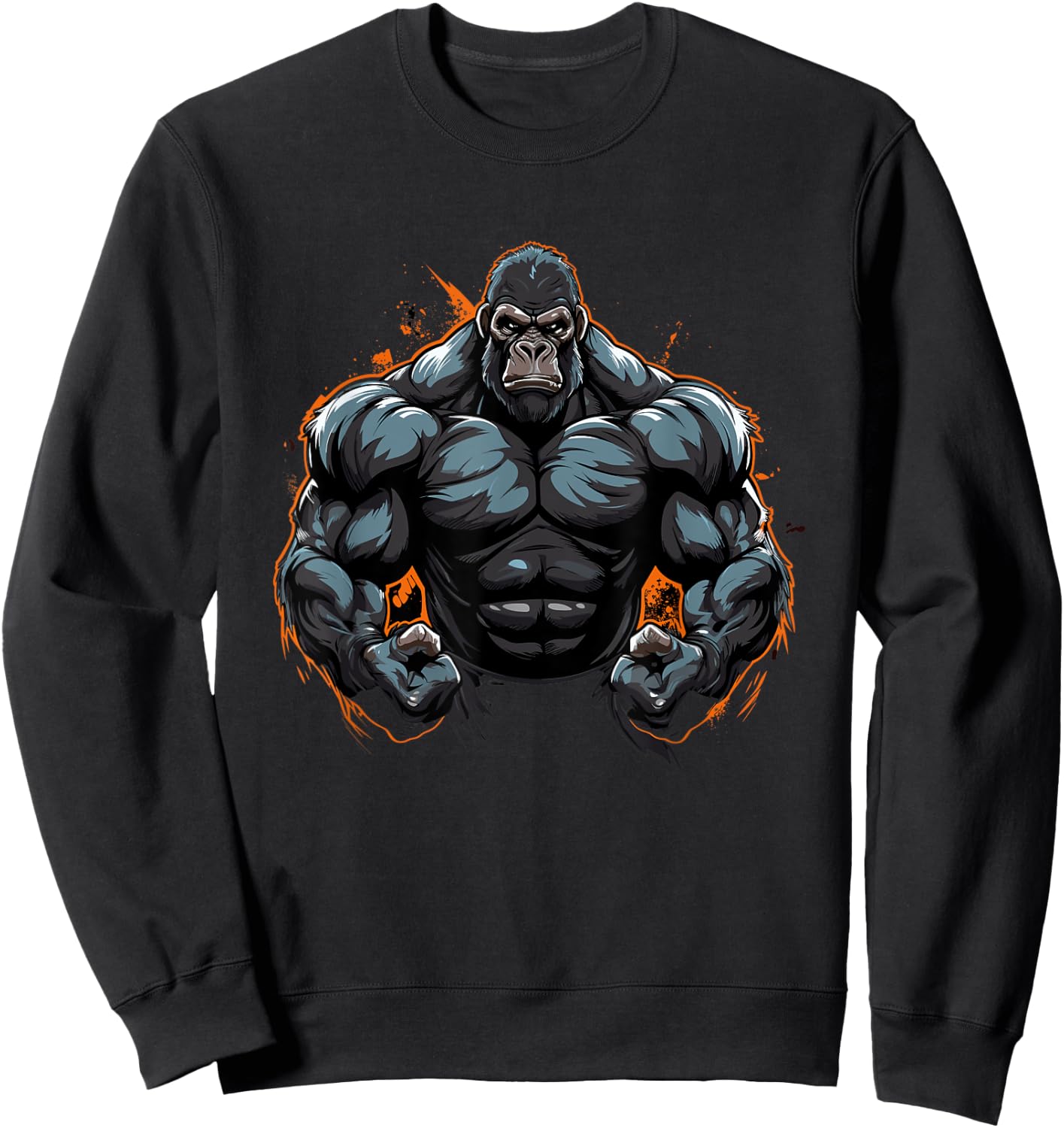 Gorilla Flexing, Weightlifting Gym Workout Bodybuilding Sweatshirt - Sweatshirt | Black