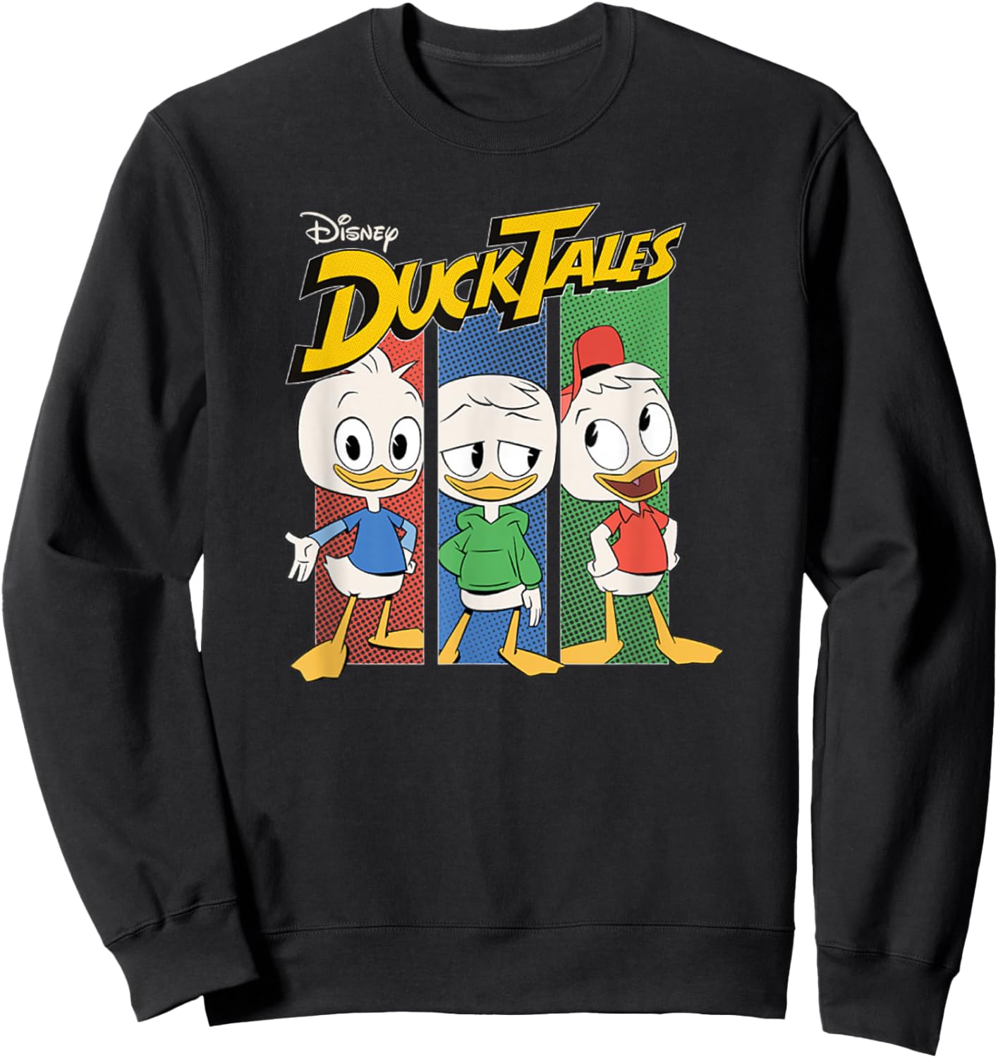 Disney DuckTales Dewey Huey & Louie Vertical Panels Logo Sweatshirt - Sweatshirt | Black
