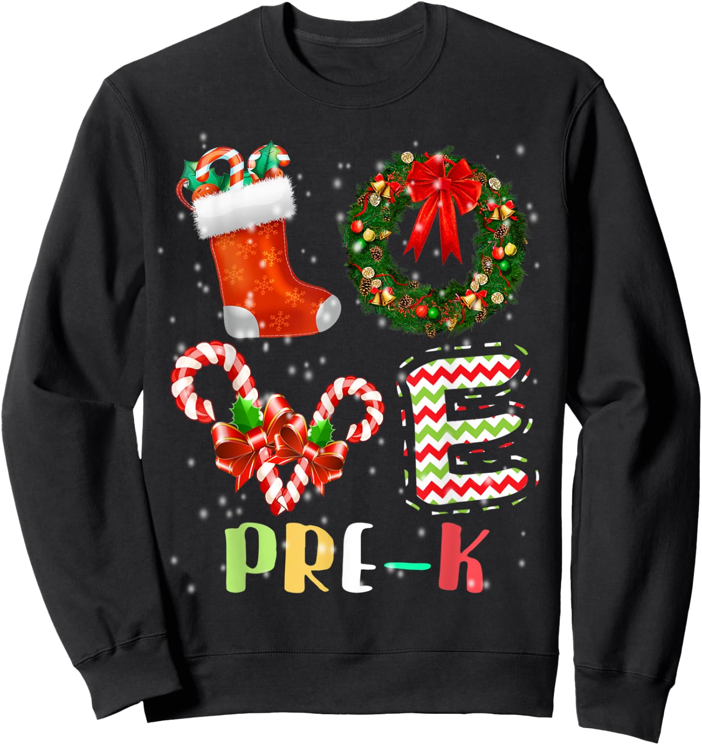 Love Pre-K Christmas Teacher Sweatshirt - Sweatshirt | Black