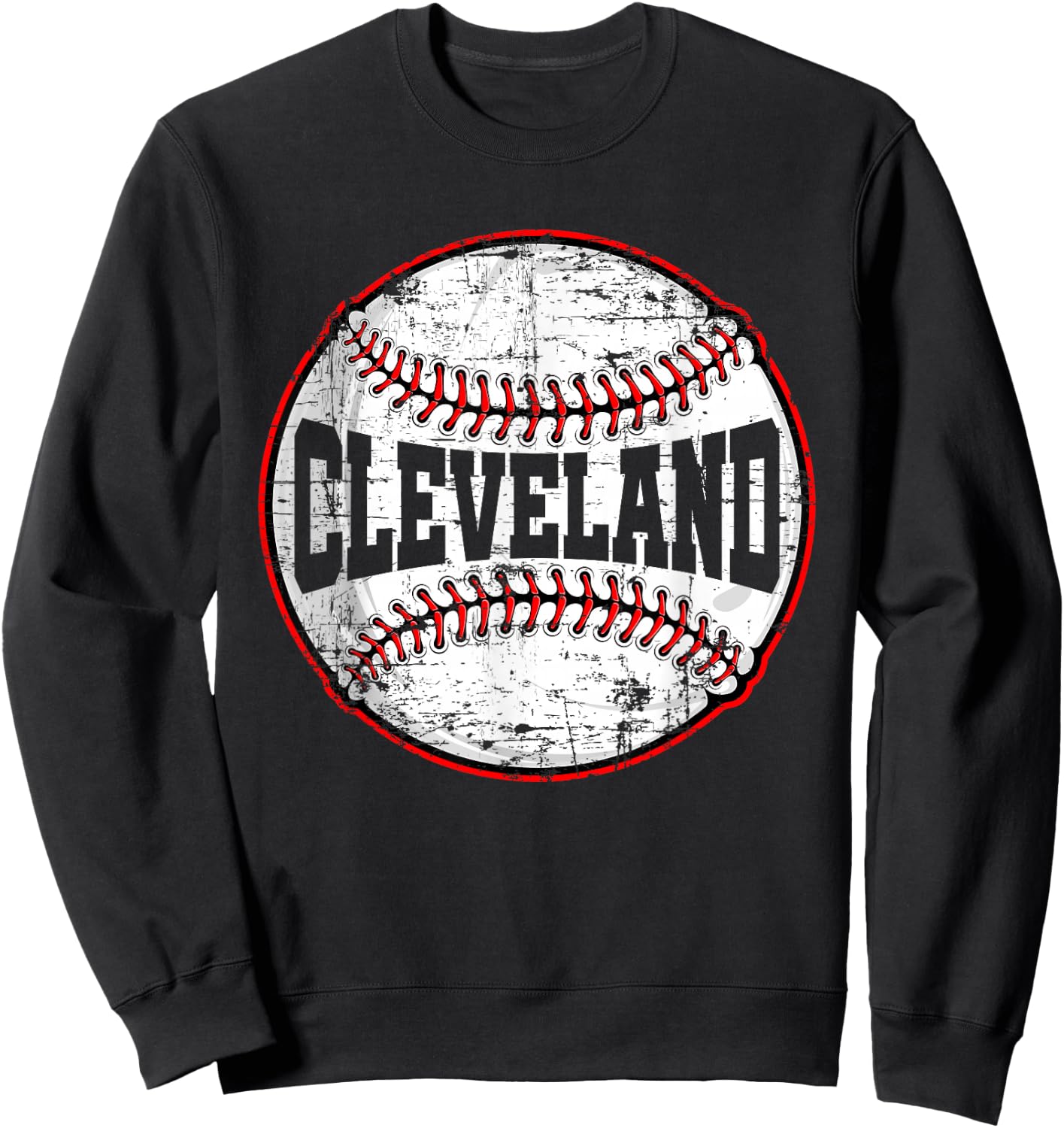Baseball Lover Men Women Vintage Cleveland Cityscape Sweatshirt - Sweatshirt | Black