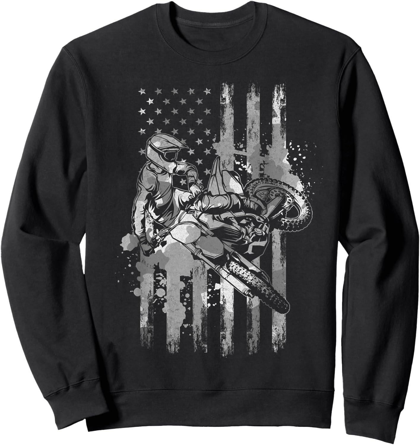 Freestyle Motocross American Flag I Motorcycle Supercross Women Men Sweatshirt - Sweatshirt | Black