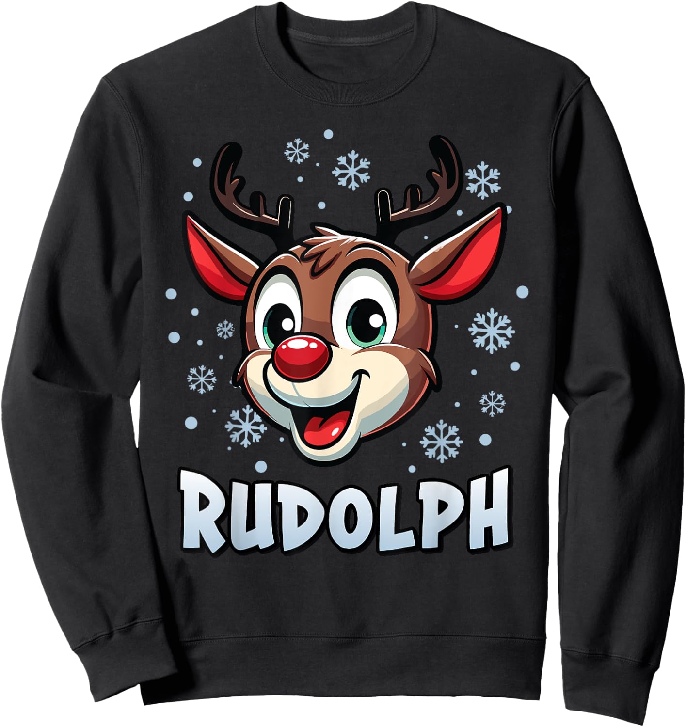 Santa’s Reindeer Rudolph Xmas Group Costume Sweatshirt - Sweatshirt | Black