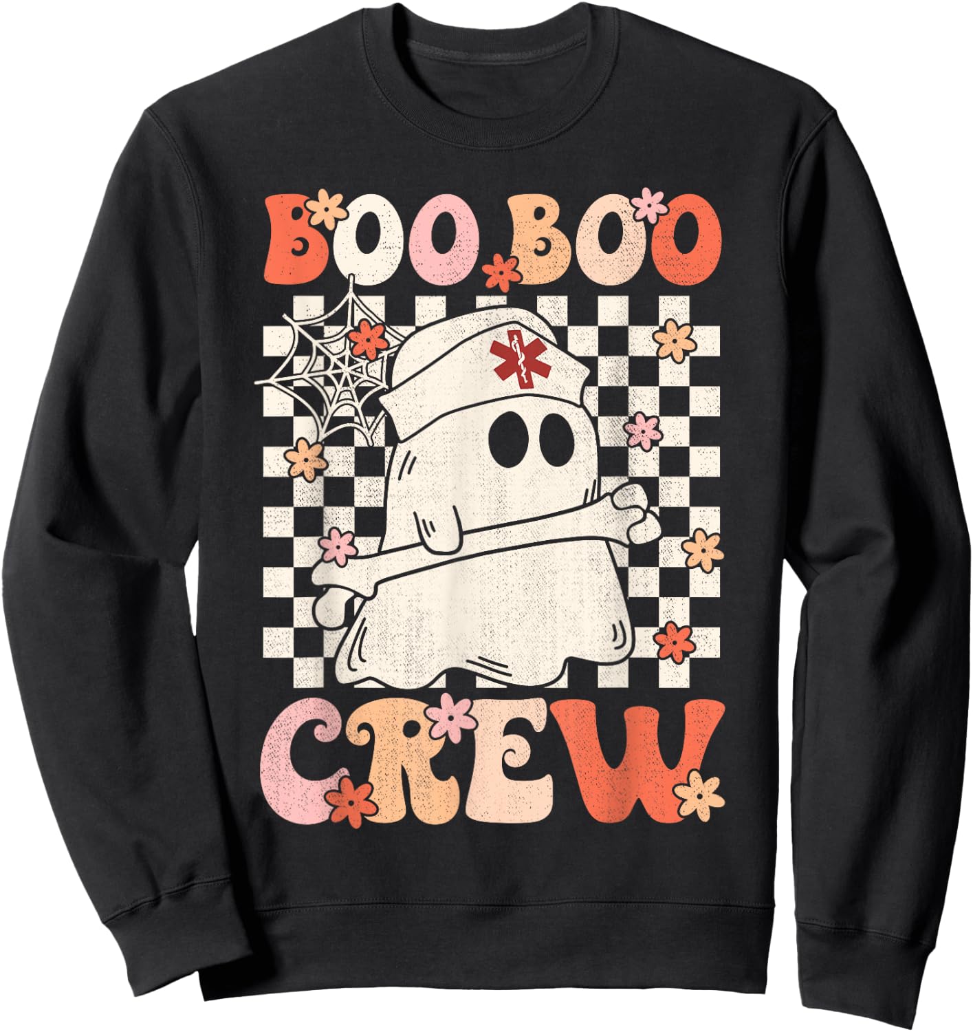Groovy Boo Boo Crew Nurse Ghost Paramedic EMT EMS Halloween Sweatshirt - Sweatshirt | Black