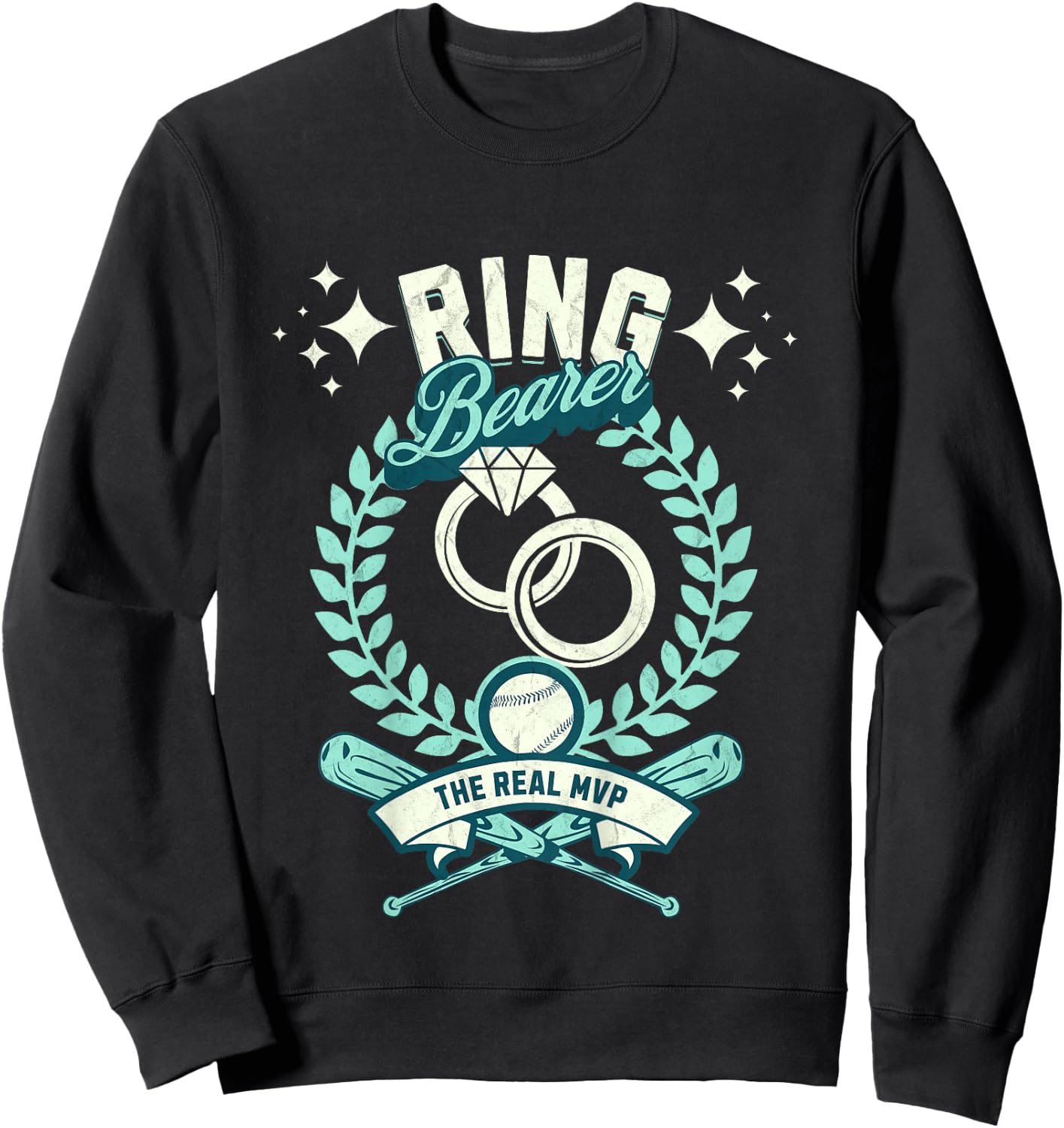 Kids The Real MVP Ring Bearer Gifts for Little Boys Baseball Sweatshirt - Sweatshirt | Black