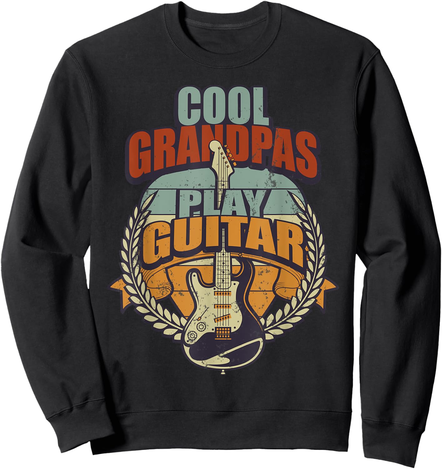 Cool Grandpa Playing Guitar Funny Grandpa Sweatshirt - Sweatshirt | Black