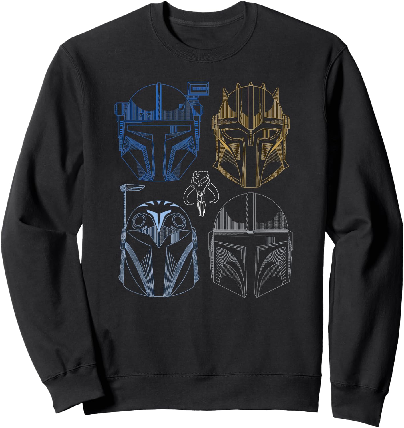 Star Wars: The Mandalorian Outline Bounty Hunter Color Stack Sweatshirt - Sweatshirt | Black