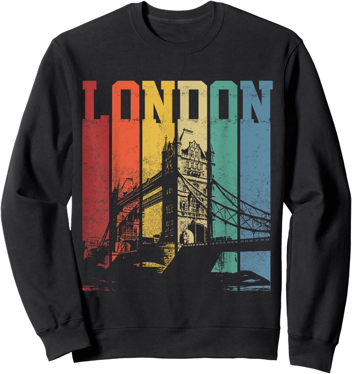 London City Tower Bridge England United Kingdom Vintage Sweatshirt - Sweatshirt | Black