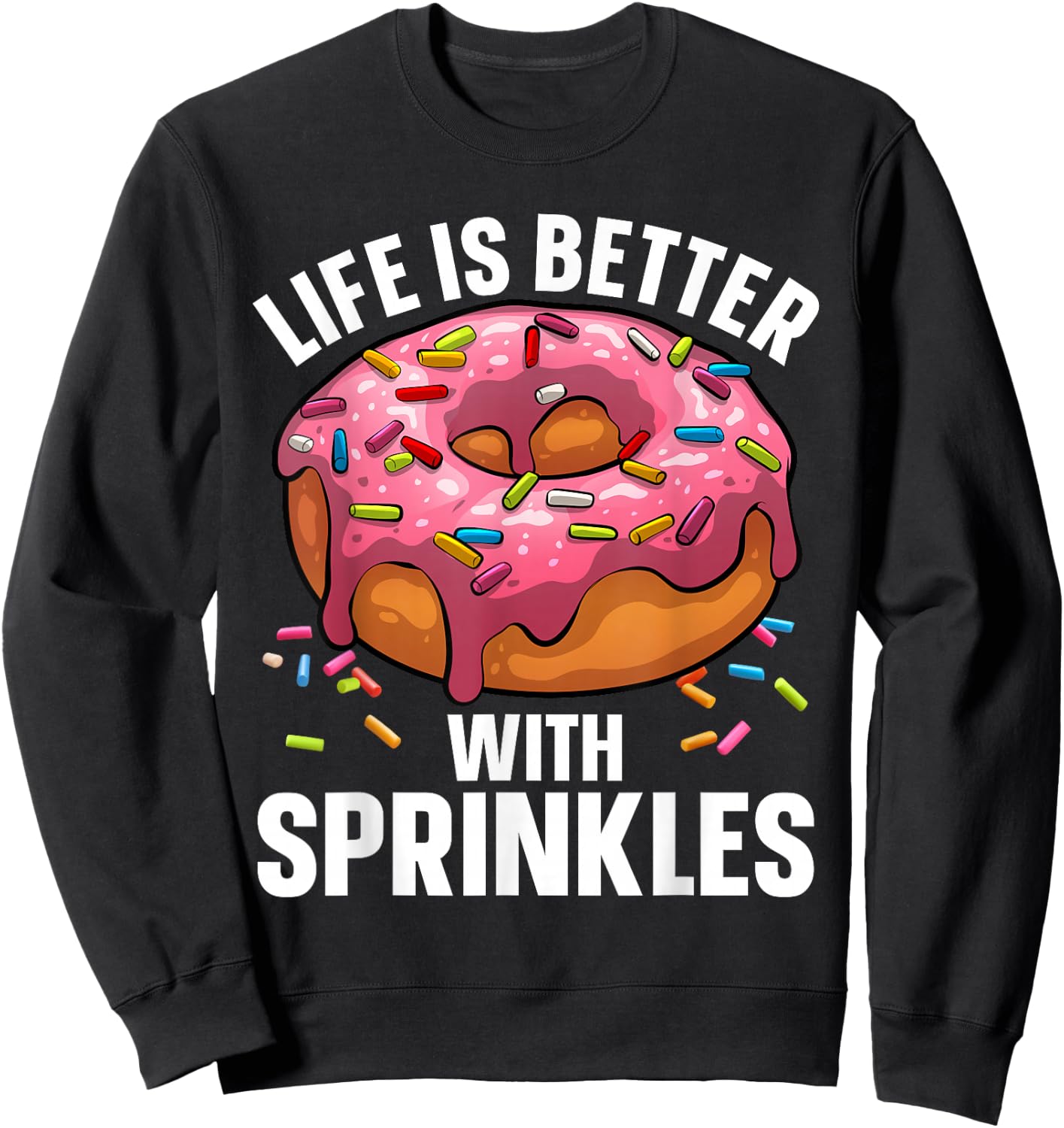 Cool Donut Design Women Kids Doughnut Donut Lover Sweatshirt - Sweatshirt | Black