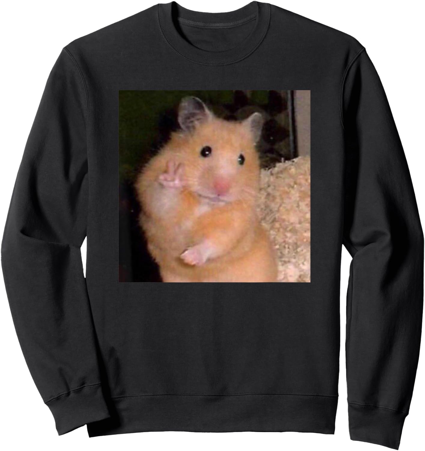 Hamster Meme Peace Sign Funny Pet Owner Trendy Sweatshirt - Sweatshirt | Black