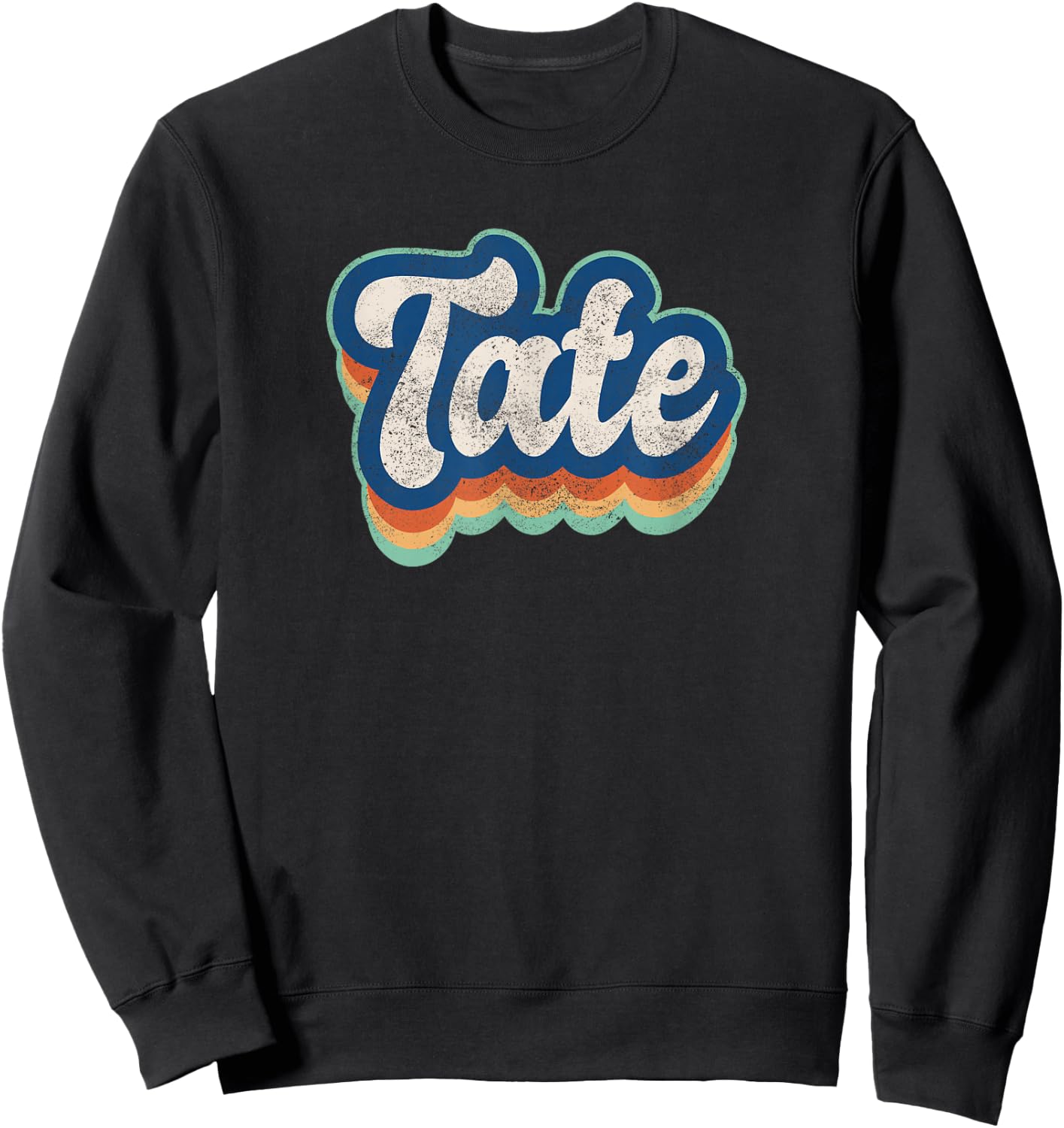 Tate First Name Boy Vintage Style 70s 80s Personalized Sweatshirt - Sweatshirt | Black