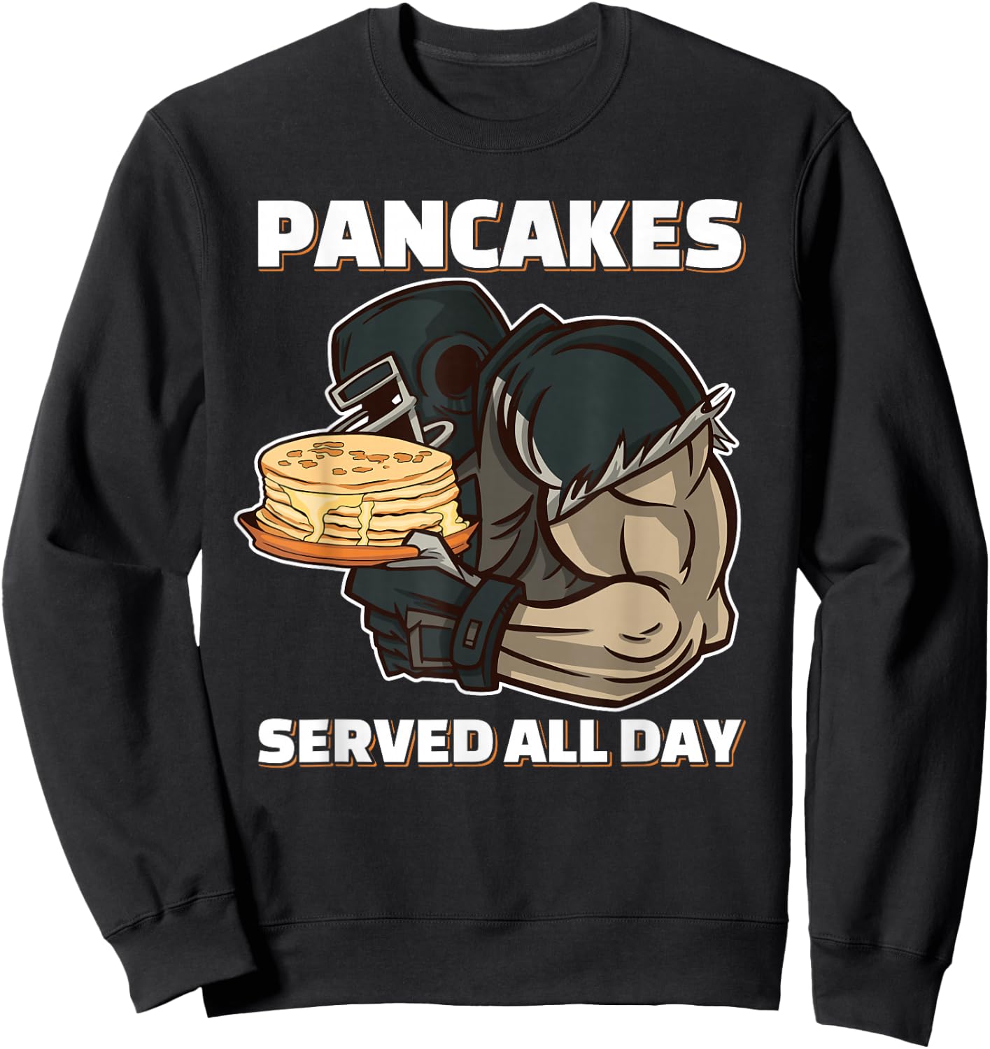 Pancakes Served All Day Football Offensive Lineman Pancake Sweatshirt - Sweatshirt | Black