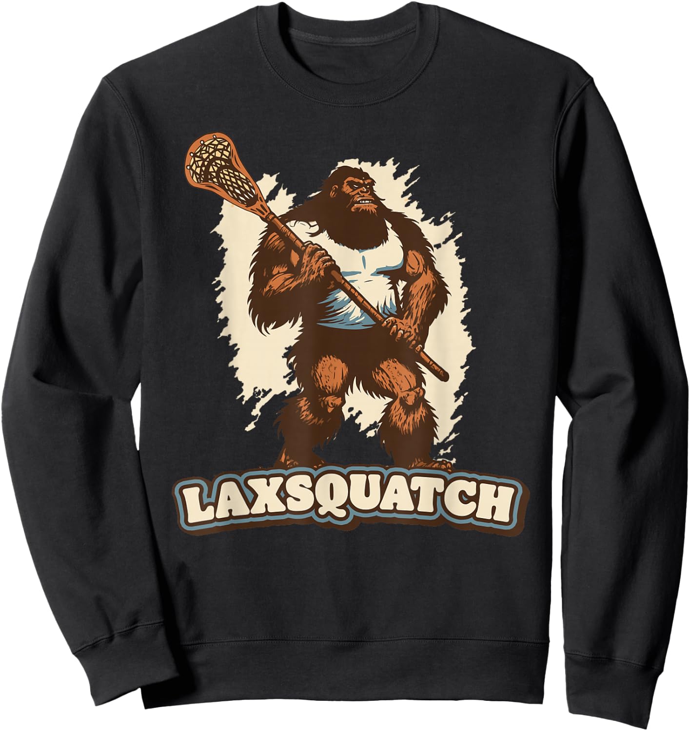 Laxsquatch! Bigfoot Lacrosse Player Funny Sasquatch Lax Sweatshirt - Sweatshirt | Black