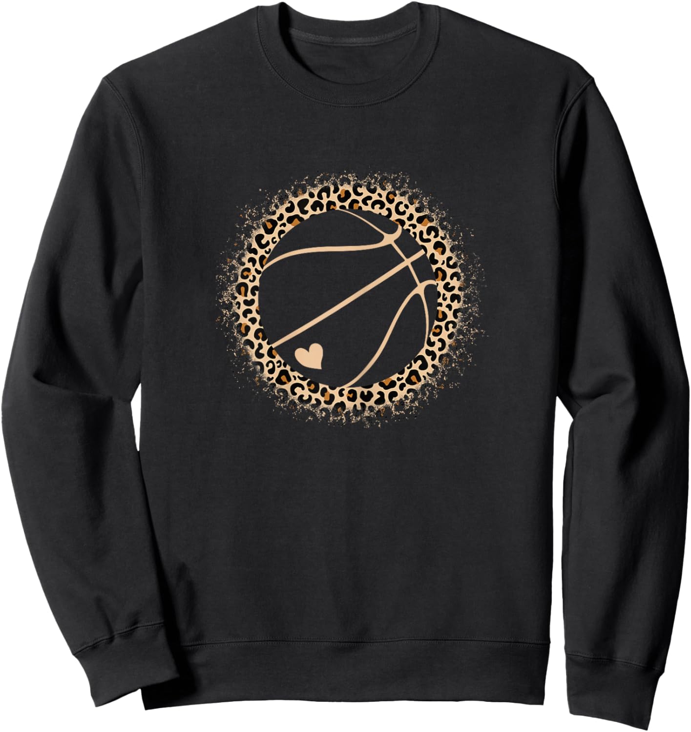 Cute Basketball Leopard Print Women Girls Basketball Lover Sweatshirt - Sweatshirt | Black
