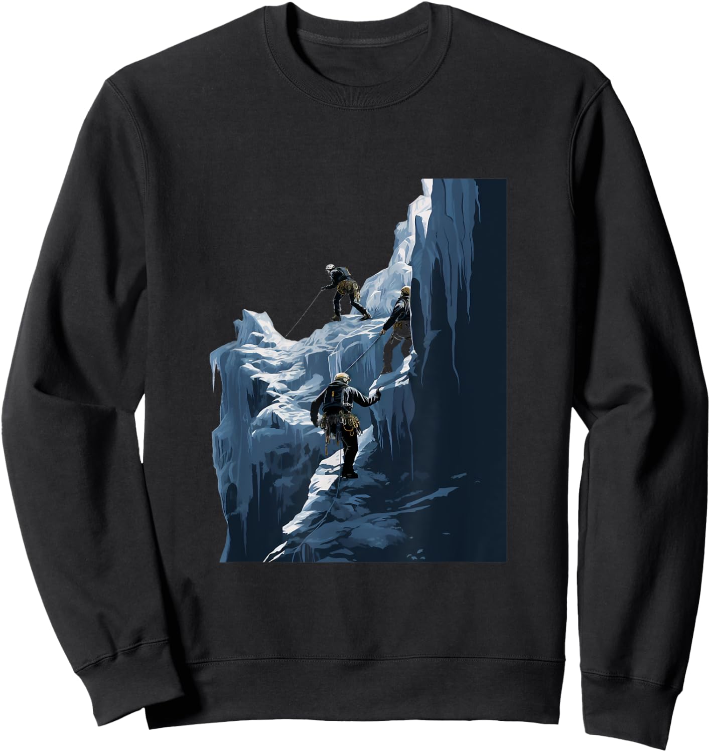 Ice Climbing Ice Climber Frozen Rock Snow Mountain Sweatshirt - Sweatshirt | Black